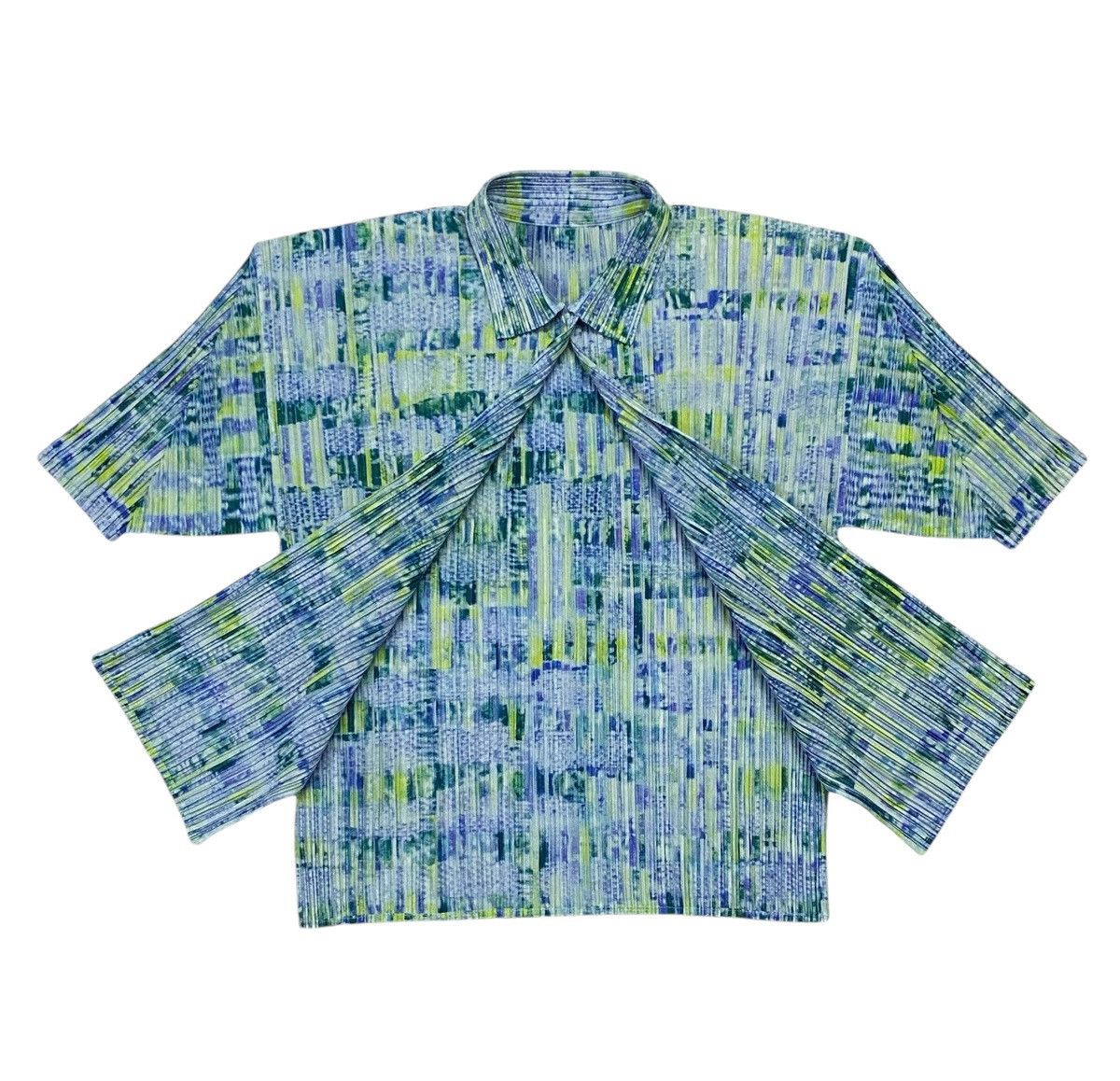 Issey Miyake × Pleats Please Issey Miyake Pleats Please Pleated Multicolor Top Short Sleeve Button Ups Size L / US 10 / IT 46 - 5 Thumbnail