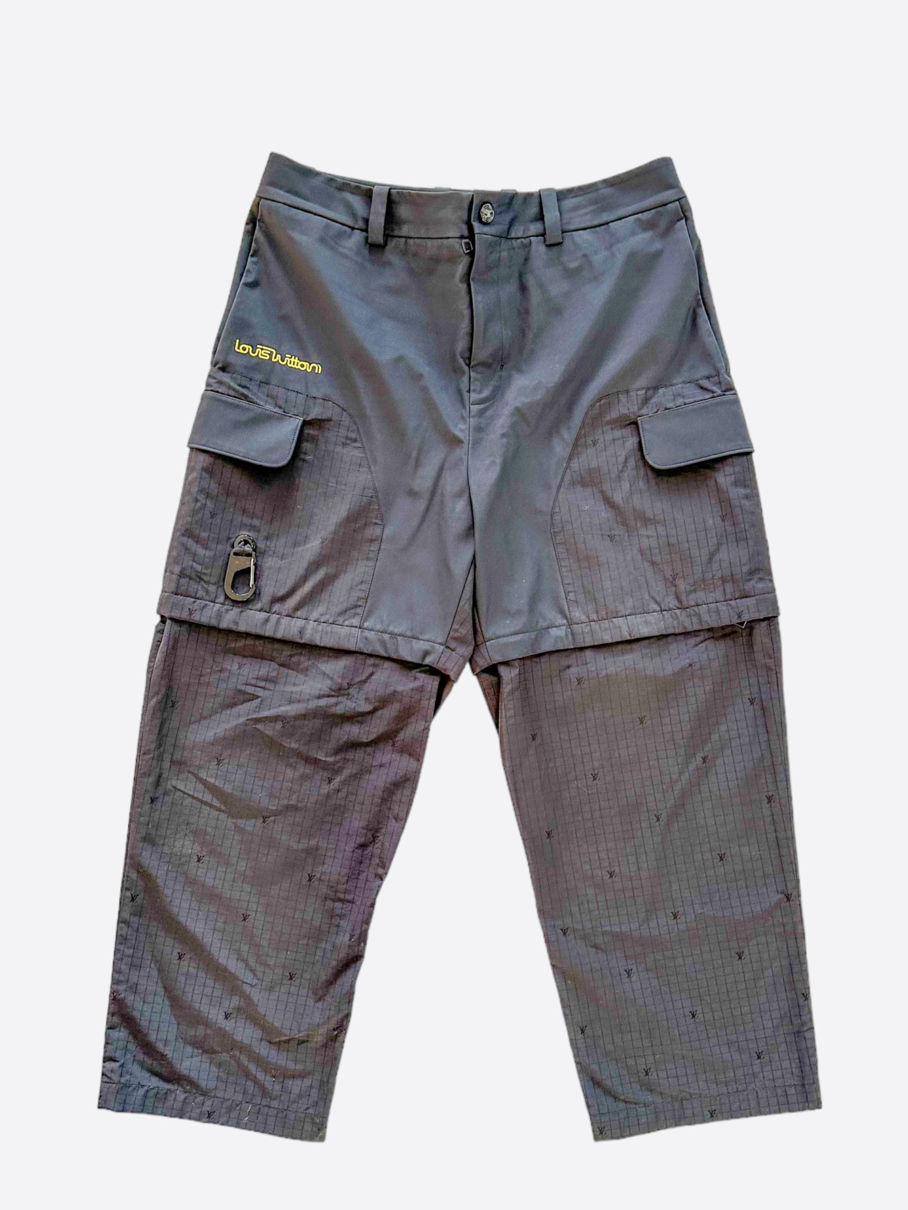 image of Louis Vuitton Black Monogram Convertible Ripstop Cargo Pants, Men's (Size 32)