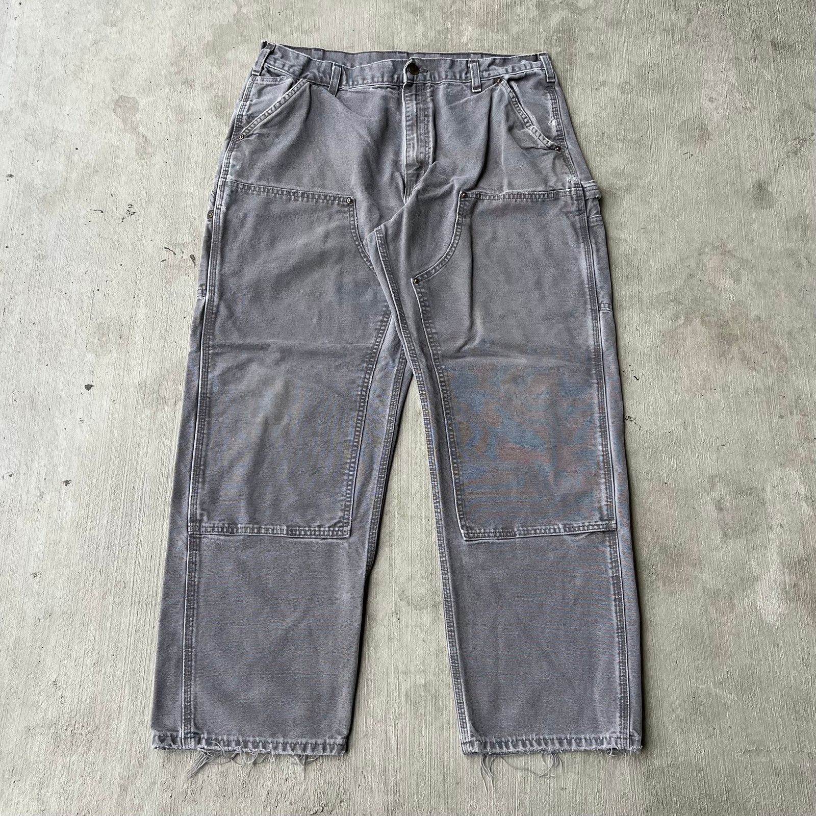Carhartt × Vintage Carhartt faded gray double knee work wear carpenter pants Size US 35 - 1 Thumbnail