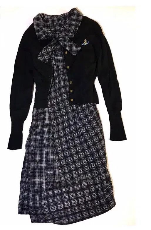 Vivienne Westwood Vivienne Westwood Gray-black plaid planet embroidered dres Size S / US 4 / IT 40 - 2 Thumbnail