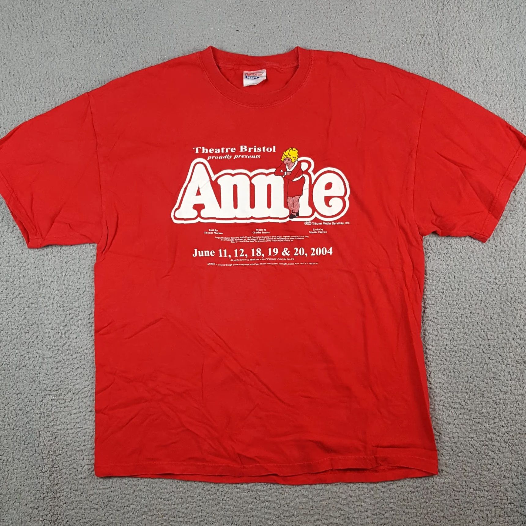 Hanes VINTAGE Hanes T-Shirt Adult XL Red Cartoon Theatre 90s Y2K Annie The Musical Bristol TN Men's Size XL Shirt Size US XL / EU 56 / 4 - 2 Thumbnail