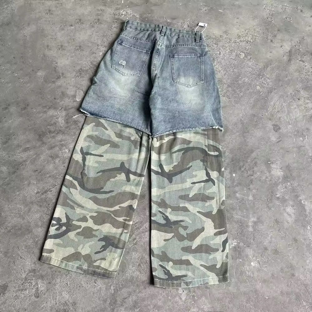 Japanese Brand × Jean Streetwear Fake Two Pieces Camouflage Jeans Size US 26 / EU 42 - 4 Thumbnail