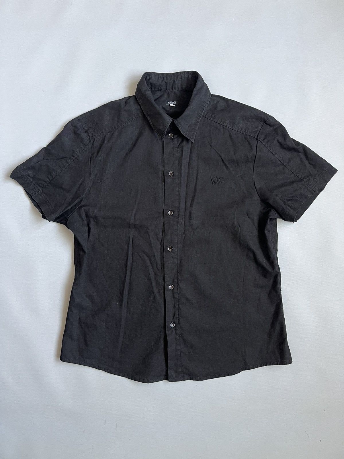 Versace Jeans Couture Versace Jeans Couture Women Black Linen Button Up Shirt Size L / US 10 / IT 46 - 1 Thumbnail