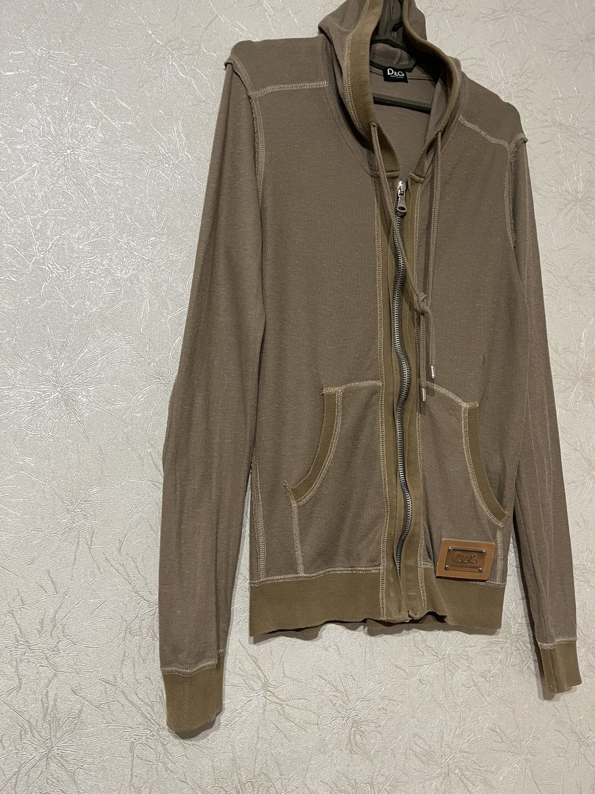 Dolce & Gabbana Dolce&Gabbana Avant Garde Beige Distressed Zip Hoodie Y2K Size US M / EU 48-50 / 2 - 4 Thumbnail