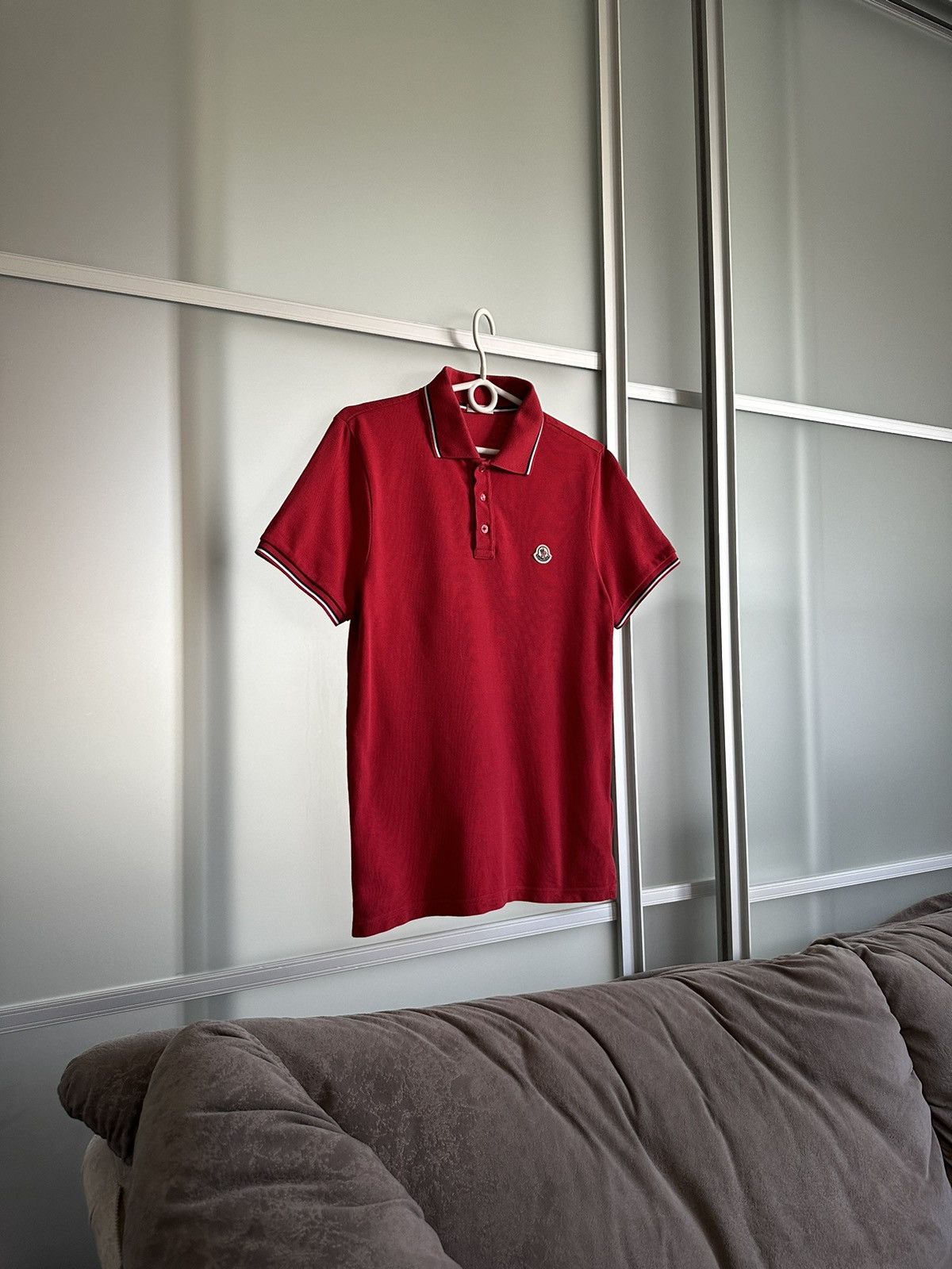 image of Moncler Maglia Manica Corta Polo Tee in Red, Men's (Size Small)