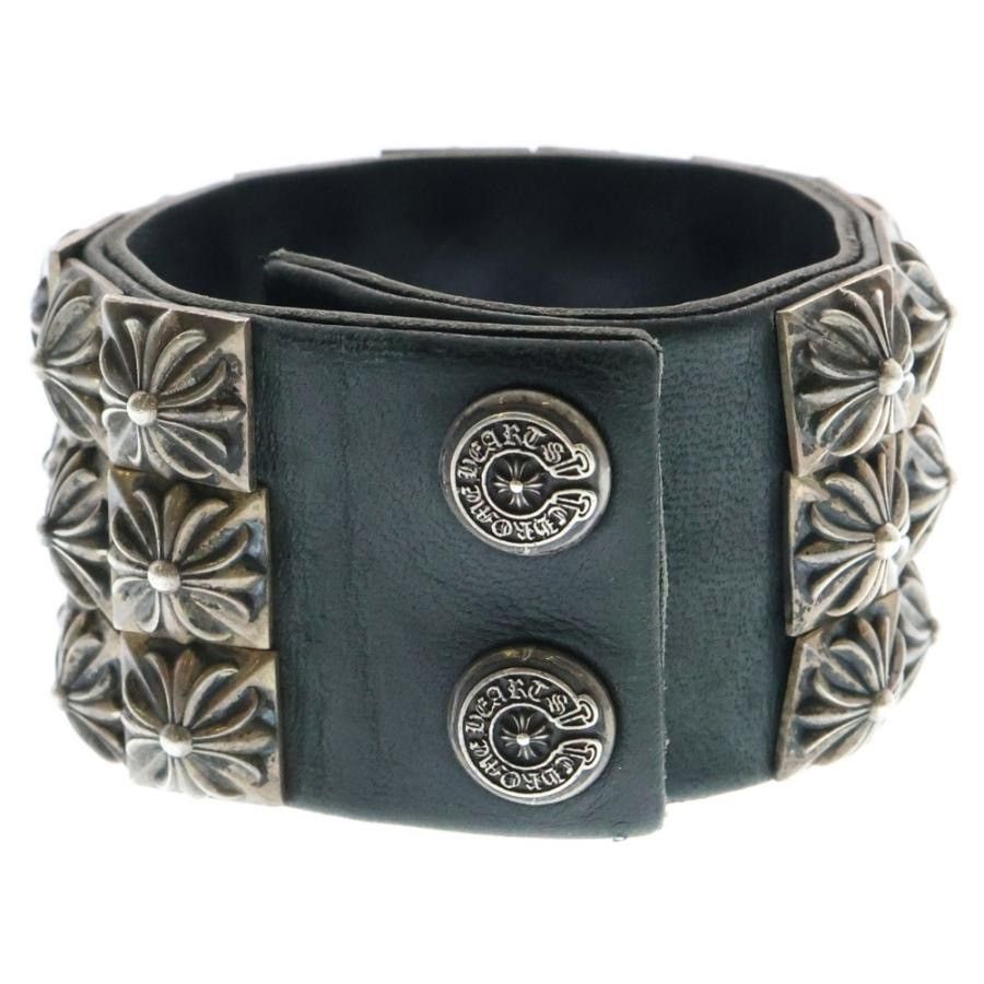 Chrome Hearts Chrome Hearts Pyramid Cross Studs Triple Leather Bracelet Size ONE SIZE - 2 Thumbnail