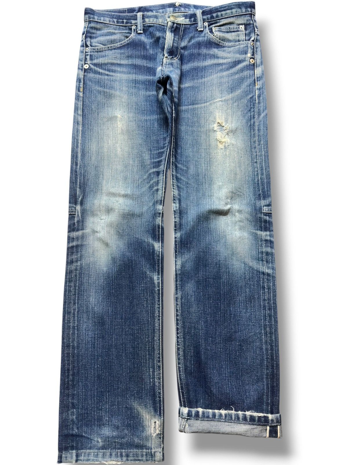Katharine Hamnett London Vintage Hamnett Selvedge Faded Grunge Distressed Denim Size US 33 - 1 Thumbnail