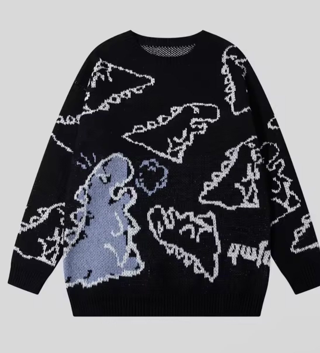 Japanese Brand Streetwear Vintage Dinosaur Black Sweater Jacquard Knitwear Size US M / EU 48-50 / 2 - 1 Thumbnail