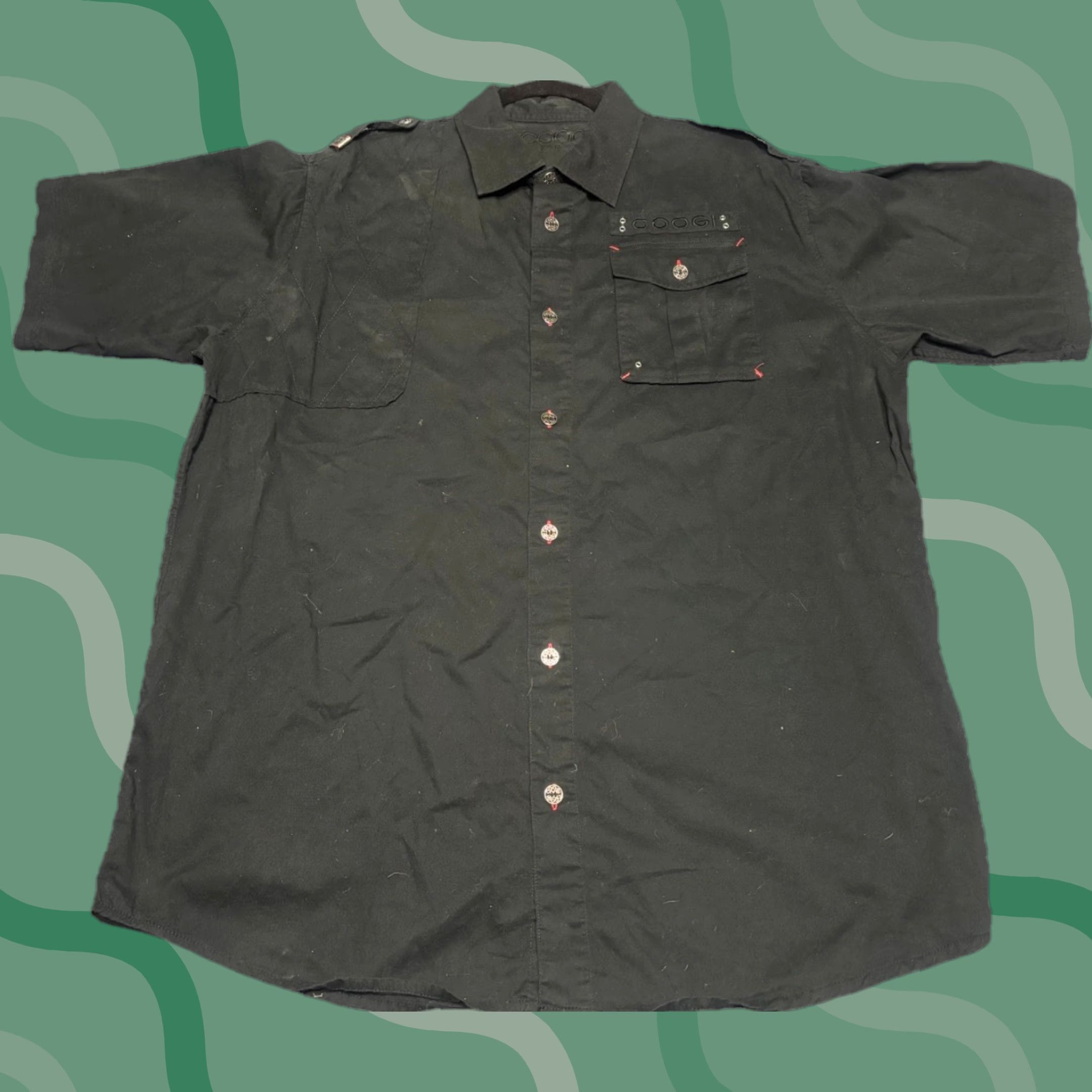 Coogi COOGI Shirt Men 2XL Black Button Up Short Sleeve Collared Cotton Embroidered Button-Down Size US XXL / EU 58 / 5 - 1 Thumbnail
