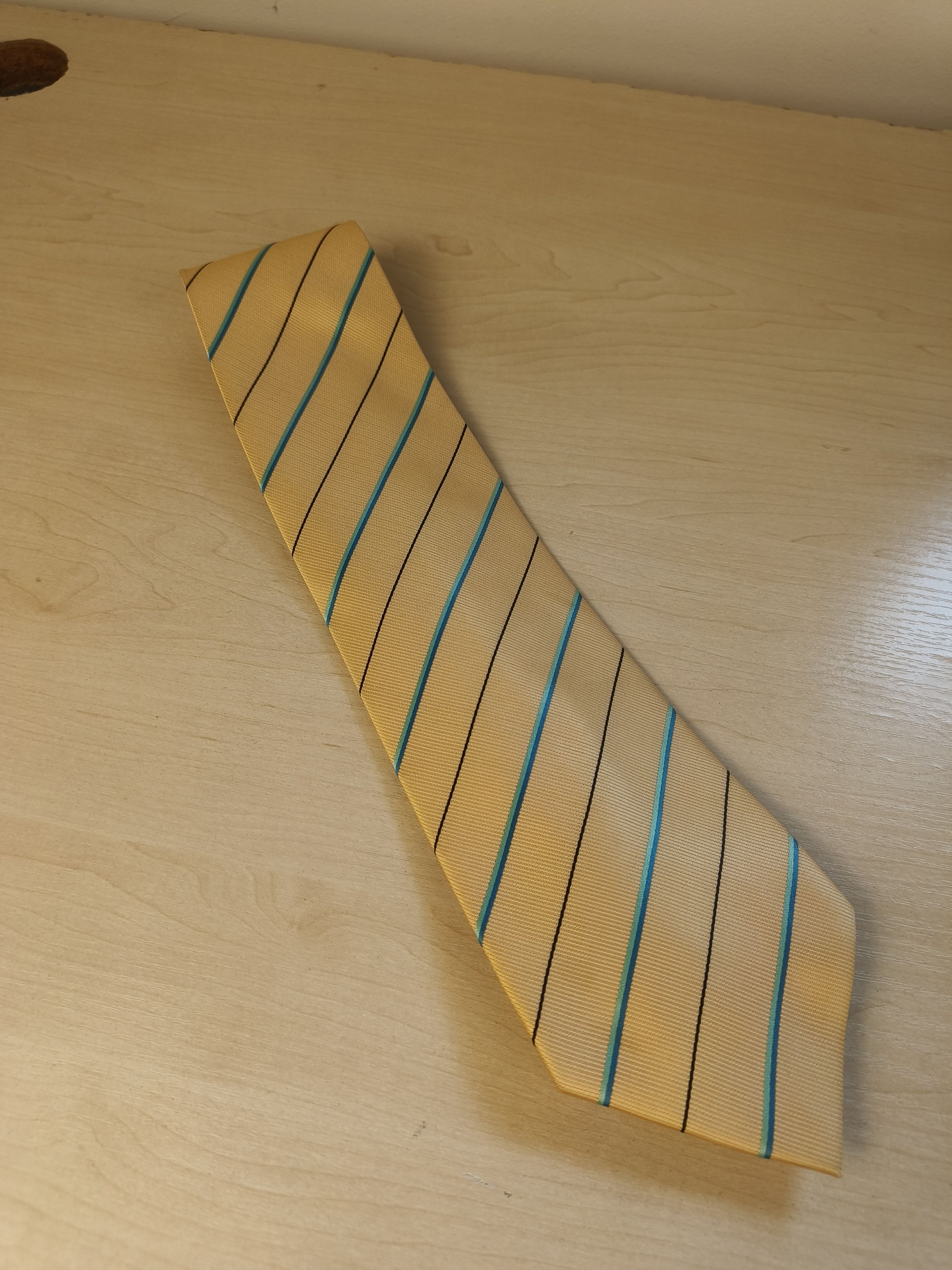 Ermenegildo Zegna Ermenegildo Zegna Silk Gold Yellow Diagonal Stripe Tie Size ONE SIZE - 2 Thumbnail