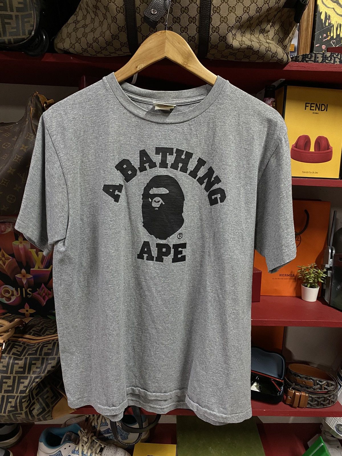 Bape A Bathing Ape Grey Bape College T-Shirt Size Fits Medium Size US M / EU 48-50 / 2 - 7 Thumbnail