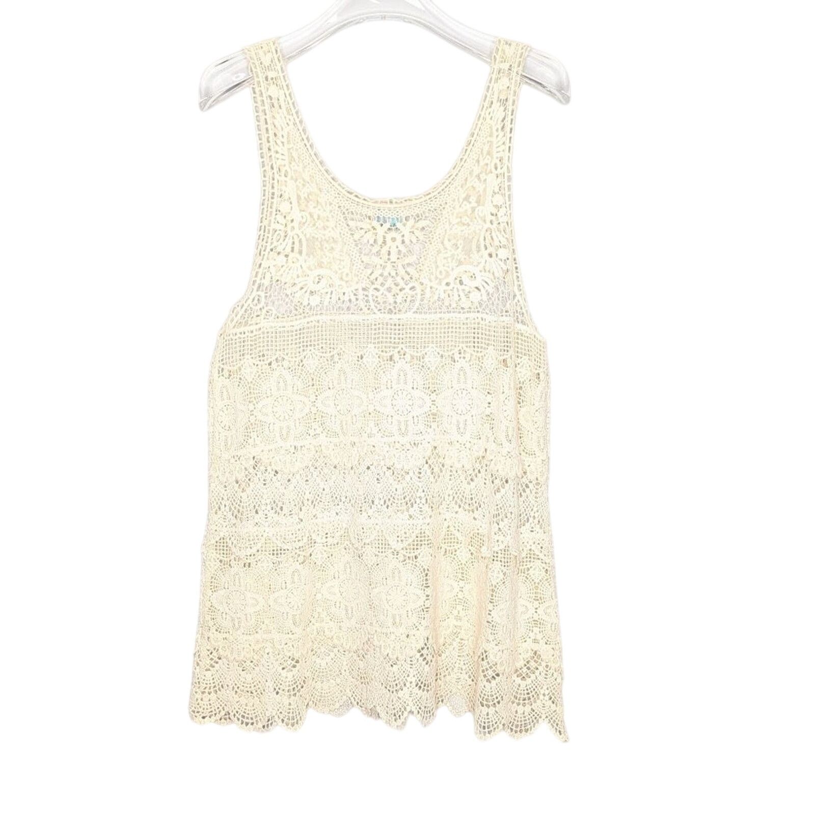 Free People Free People Intimately Cream Crochet Lace Scoop Neck Tank Size S / US 4 / IT 40 - 1 Thumbnail