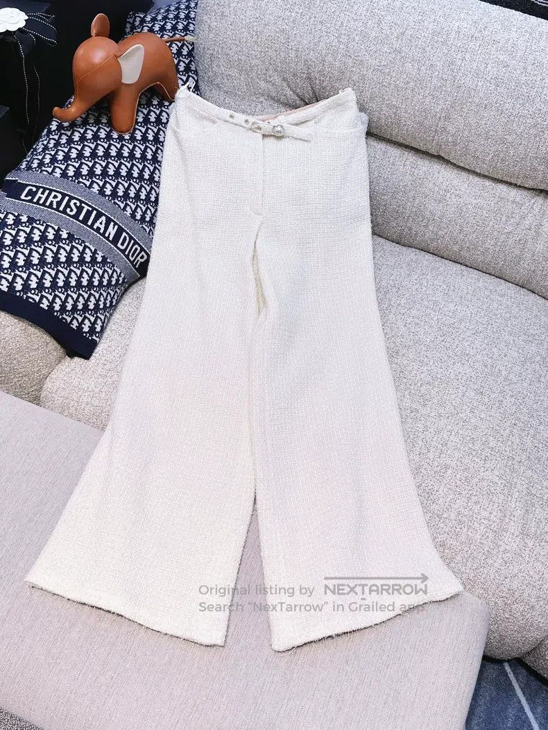 Chanel Chanel White braided wide-leg trousers Size 24" / US 00 / IT 34 - 1 Thumbnail