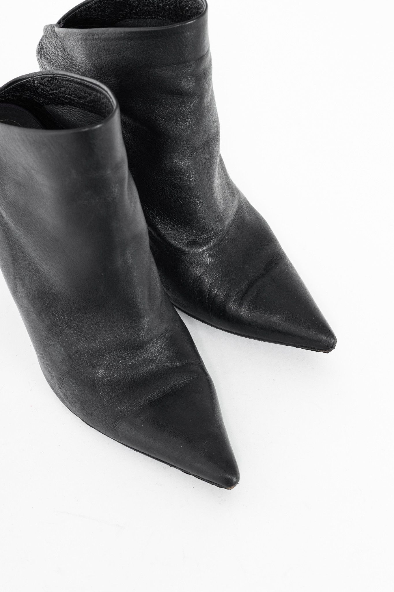 Balenciaga Balenciaga Black Leather Pointed-Toe Wedge Mules Size US 8.5 / IT 38.5 - 6 Thumbnail