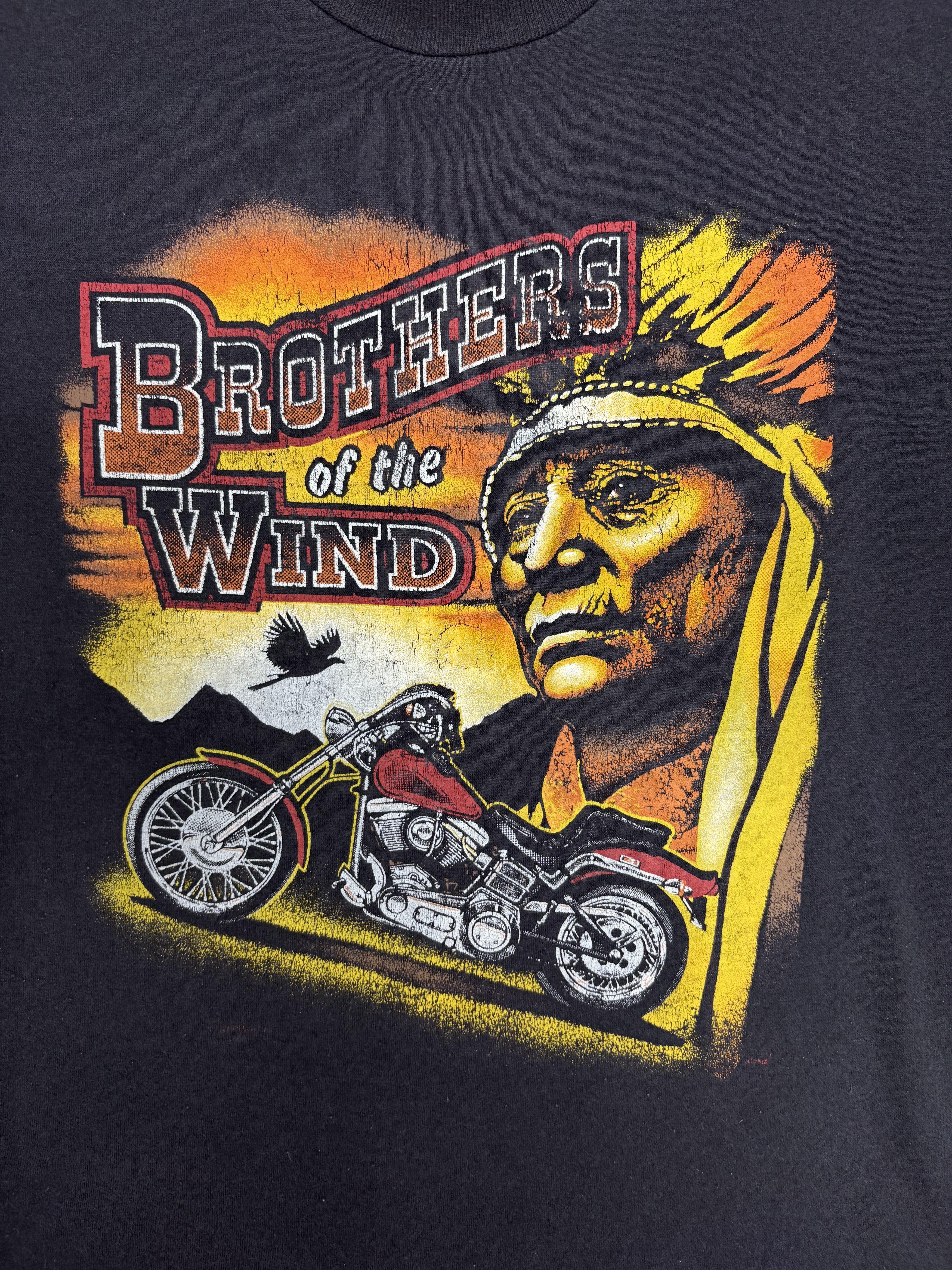 Vintage Brothers of the Wind Motorcycle Vintage T-Shirt Tee Size US XL / EU 56 / 4 - 2 Thumbnail