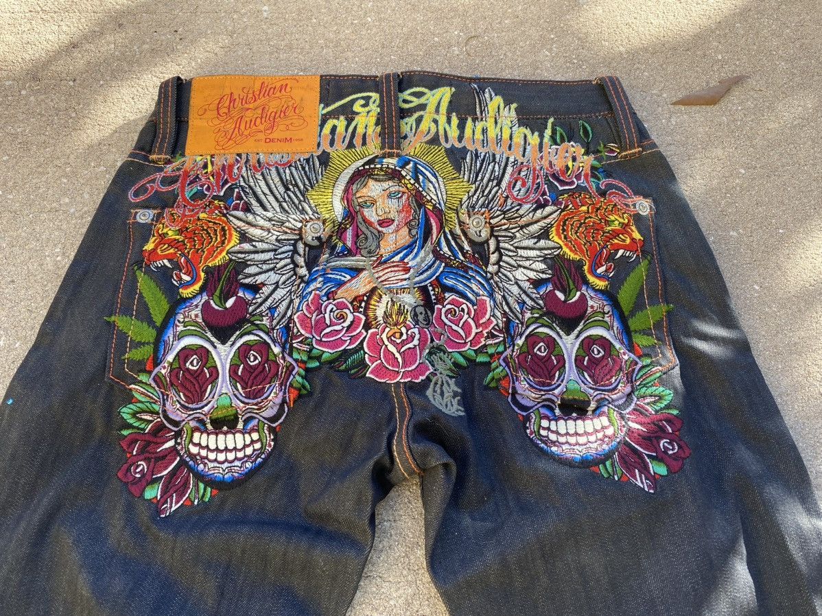 Christian Audigier Rare Christian Audigier Virgin Mary Jeans 34 Size US 34 / EU 50 - 3 Thumbnail
