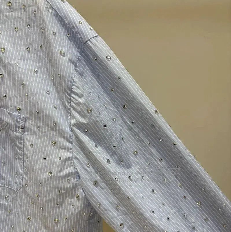 Miu Miu Miu Miu Light Blue Cropped Long Sleeve Shirt . Size M / US 6-8 / IT 42-44 - 6 Thumbnail