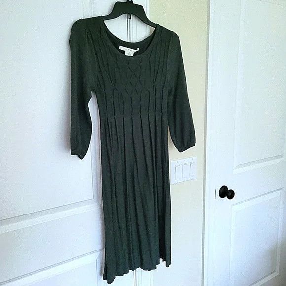 Max Mara Studio M Pleated Long Slv Sweater Dress Cozy Fall Winter Size S / US 4 / IT 40 - 3 Thumbnail