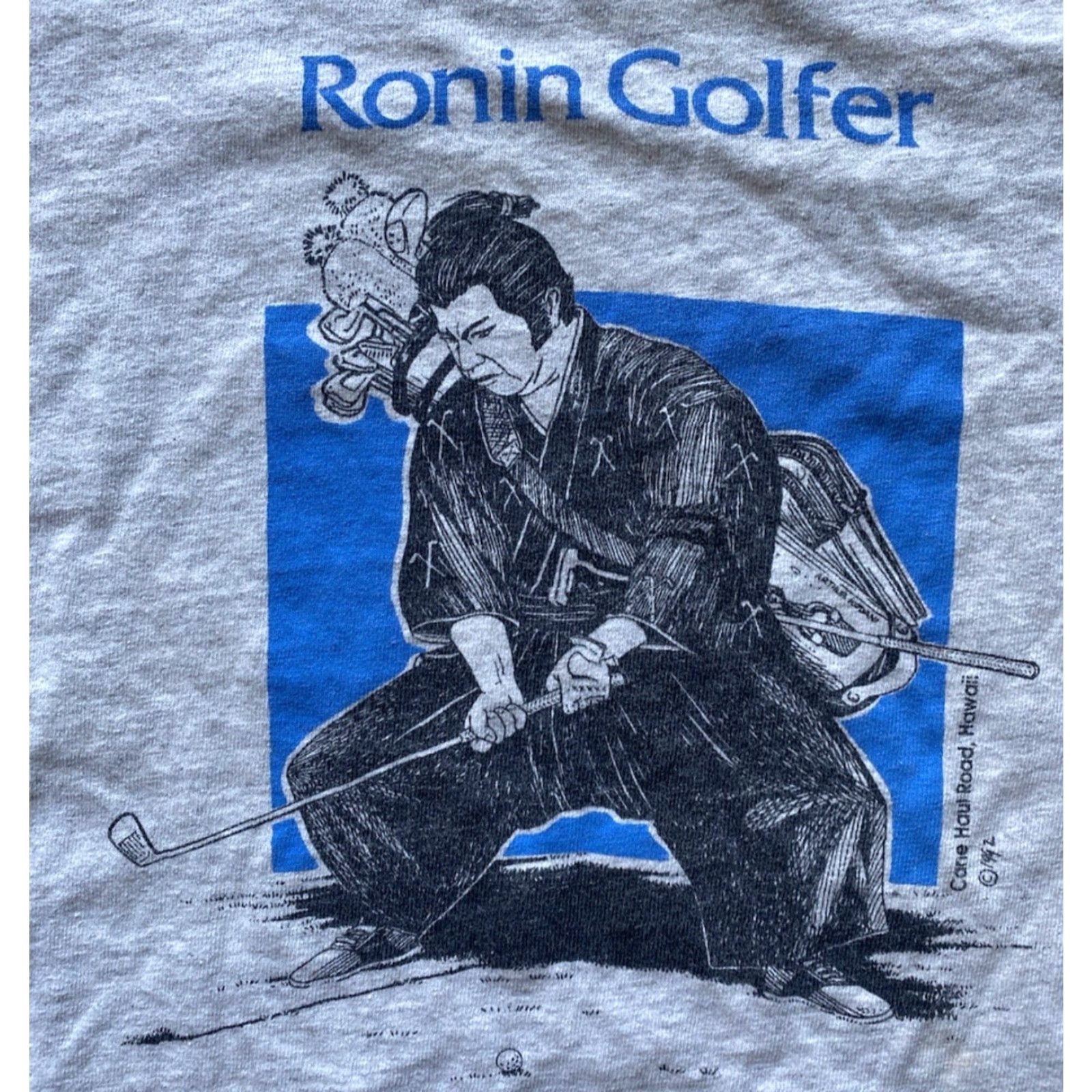 Hanes VINTAGE 1992 Ronin Golfer Samurai Hawaii Shirt Hanes Gray Men’s M Single Stitch T-Shirt 90s Art Sports Mens Size US M / EU 48-50 / 2 - 2 Thumbnail