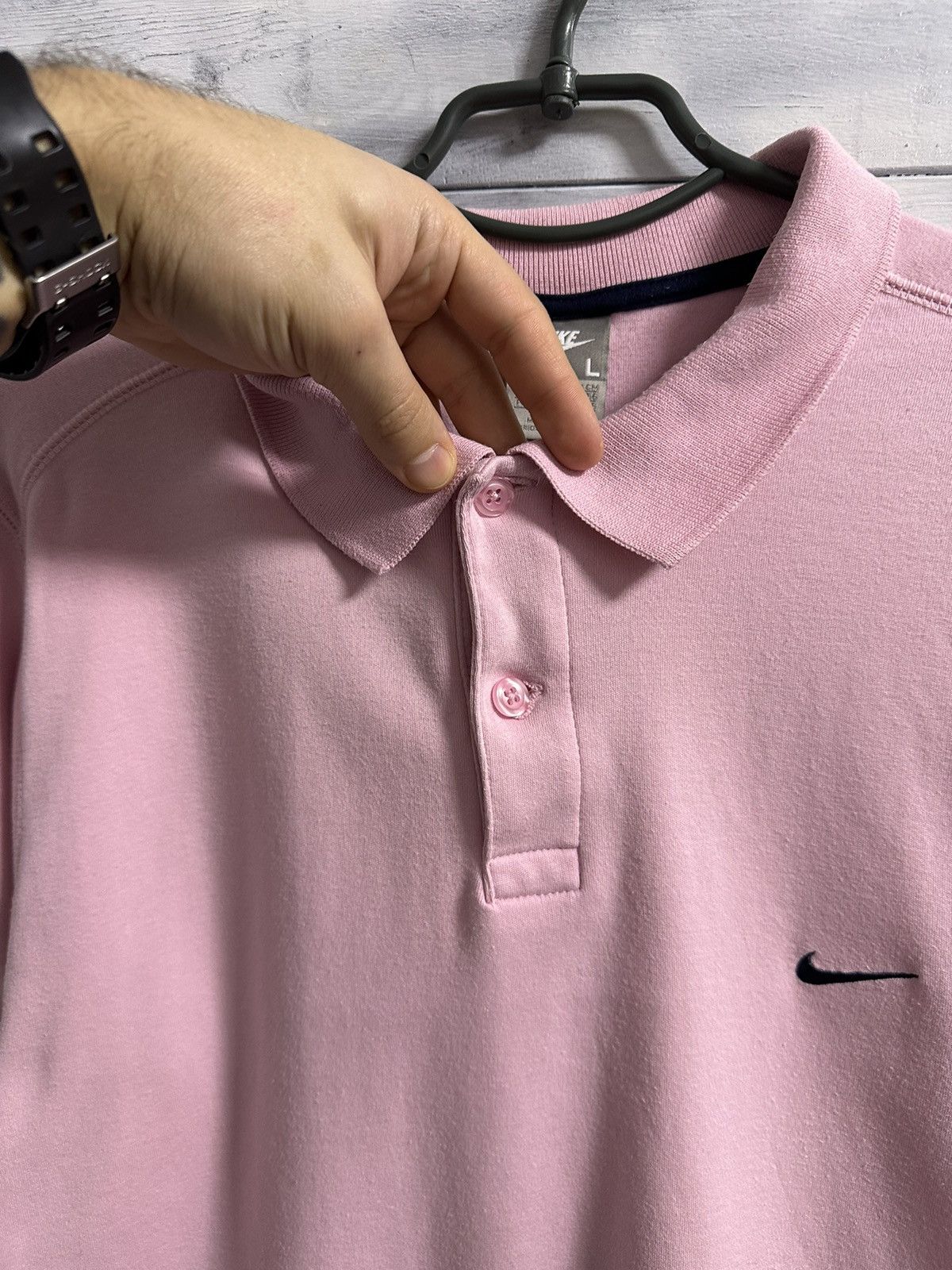Nike Rare Vintage Polo Nike Small Swoosh Drill Y2K. Size US L / EU 52-54 / 3 - 3 Thumbnail