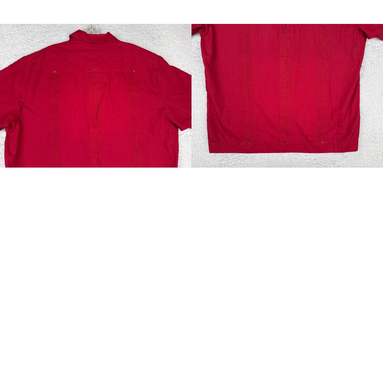 CO Havanera Guayabera Shirt Men Large Red Button Up 4 Pocket Poly Blend READ Size US L / EU 52-54 / 3 - 9 Thumbnail