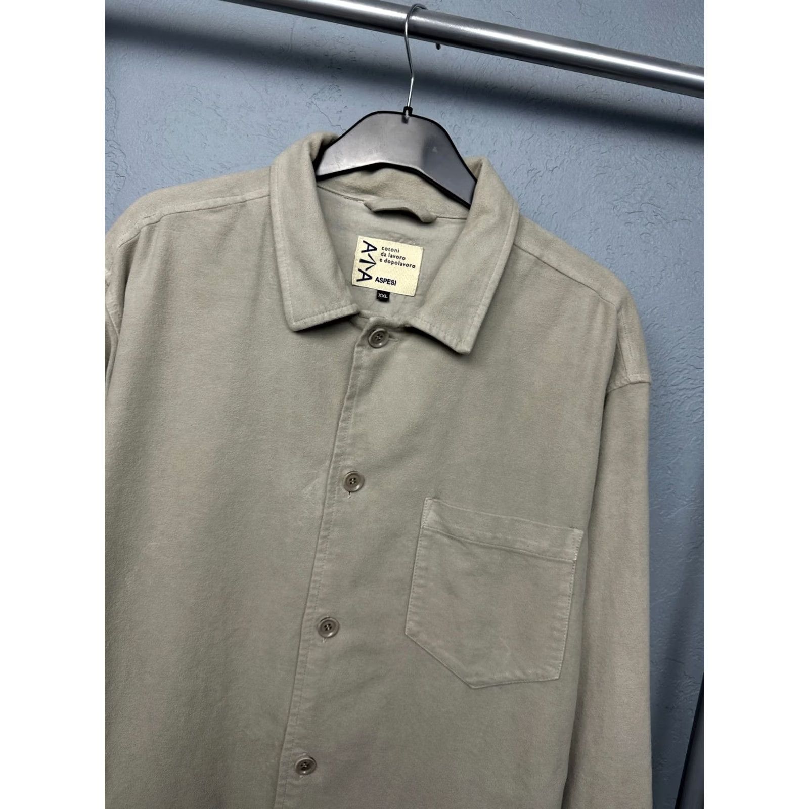 Aspesi Aspesi Shirts Mens Heavy Cotton Flannel Overshirt XXL Multicolor Button-Up Solid Pattern Size US XXL / EU 58 / 5 - 2 Thumbnail