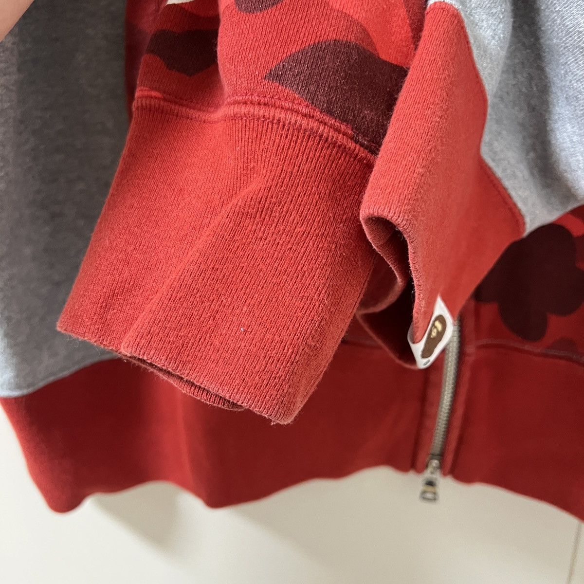 Bape Bape red camo sleeve shark zip up hoodie Size US L / EU 52-54 / 3 - 13 Thumbnail
