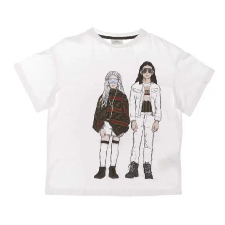 Fendi FENDI Printed Relaxed Fit White T-Shirt 0079 Size US L / EU 52-54 / 3 - 1 Thumbnail