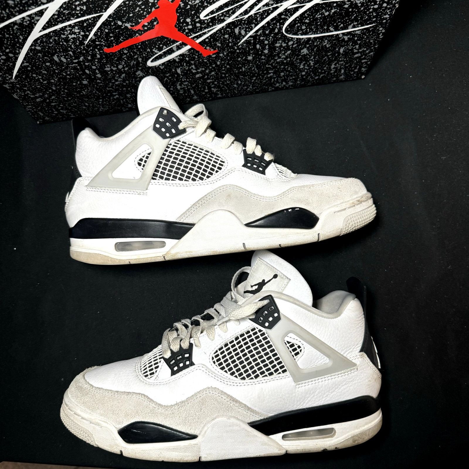 Jordan Brand × Nike Size 9.5 Nike Air Jordan 4 Retro Military Black Men's Shoes Size US 9.5 / EU 42-43 - 2 Thumbnail