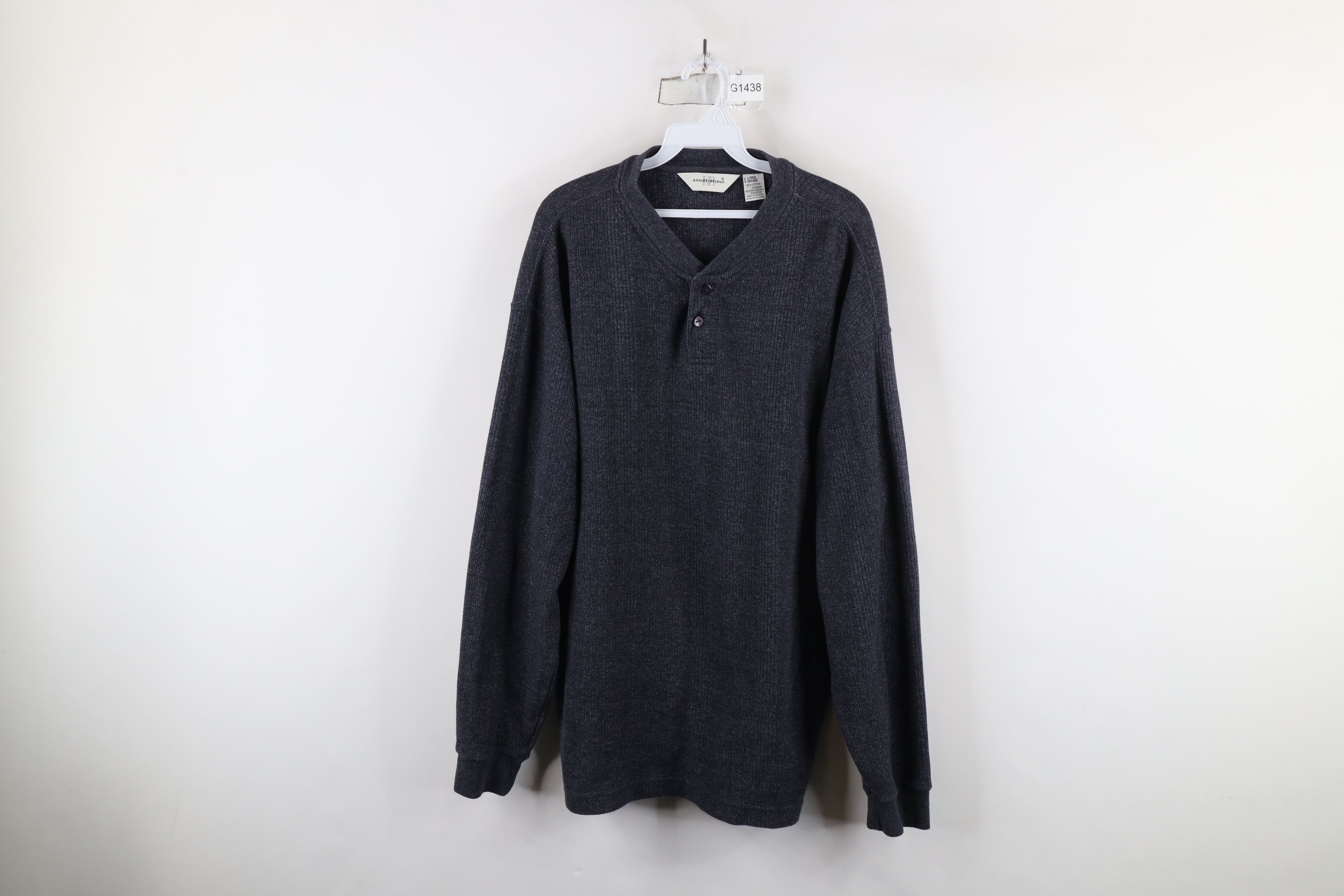 Vintage Vintage 90s Streetwear Knit Long Sleeve Henley T-Shirt Size US L / EU 52-54 / 3 - 1 Thumbnail