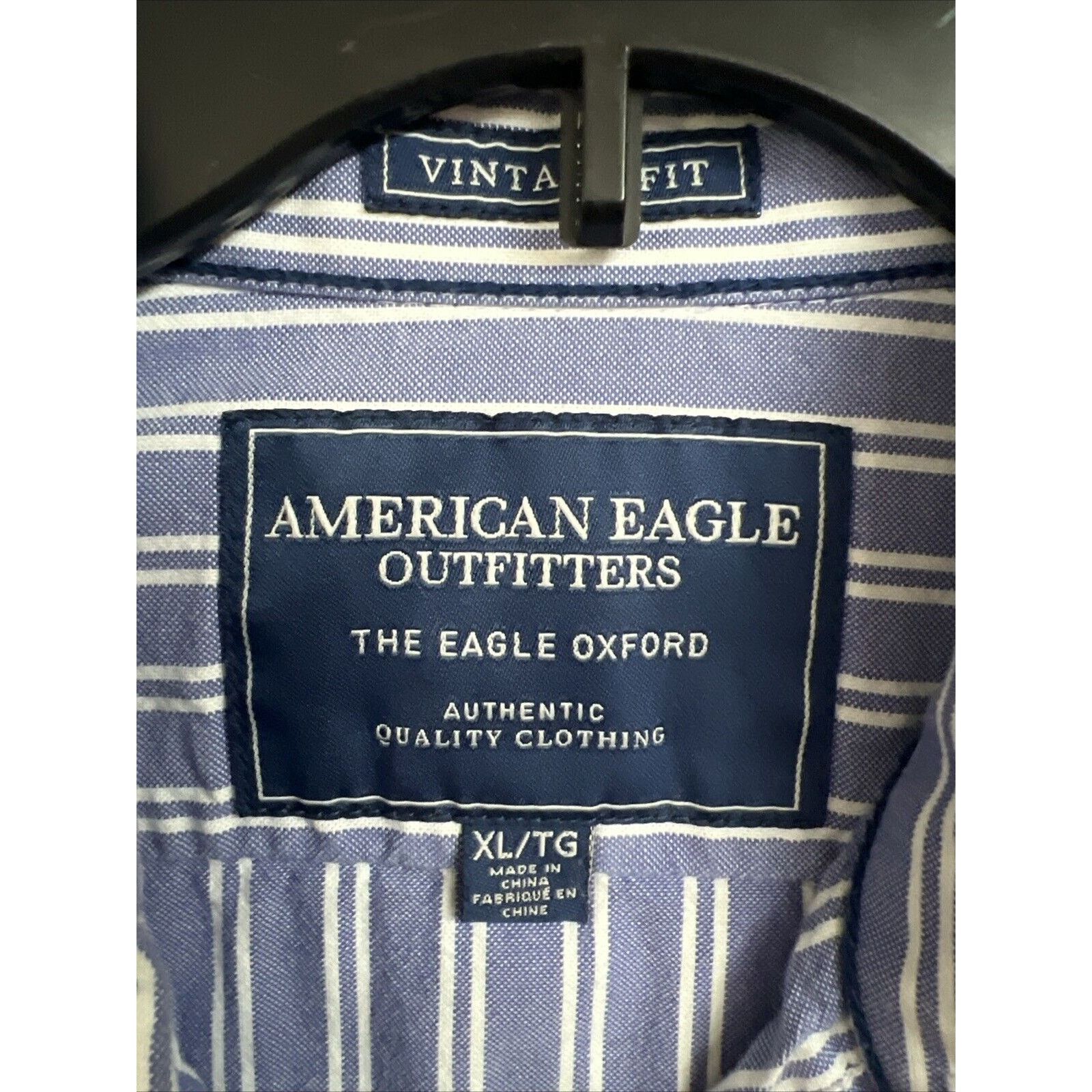 American Eagle Outfitters American Eagle Shirt Mens XL Blue Striped Button Up Y2K Size US XL / EU 56 / 4 - 3 Thumbnail