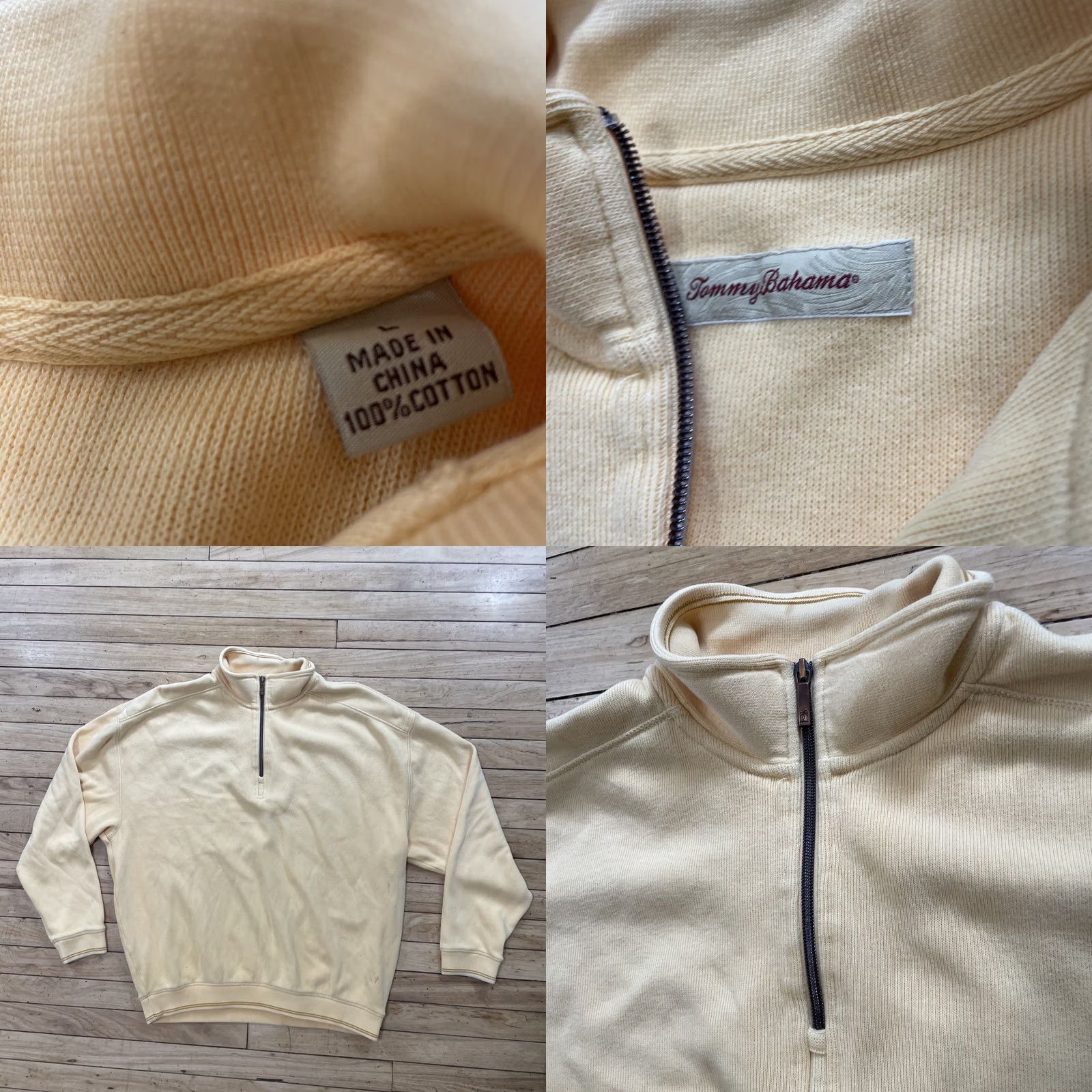 Tommy Bahama TOMMY BAHAMA Sweater Mens L 1/4 Zip Yellow Pullover Knit Mock Neck Long Sleeve Casual Classic Size US L / EU 52-54 / 3 - 9 Thumbnail