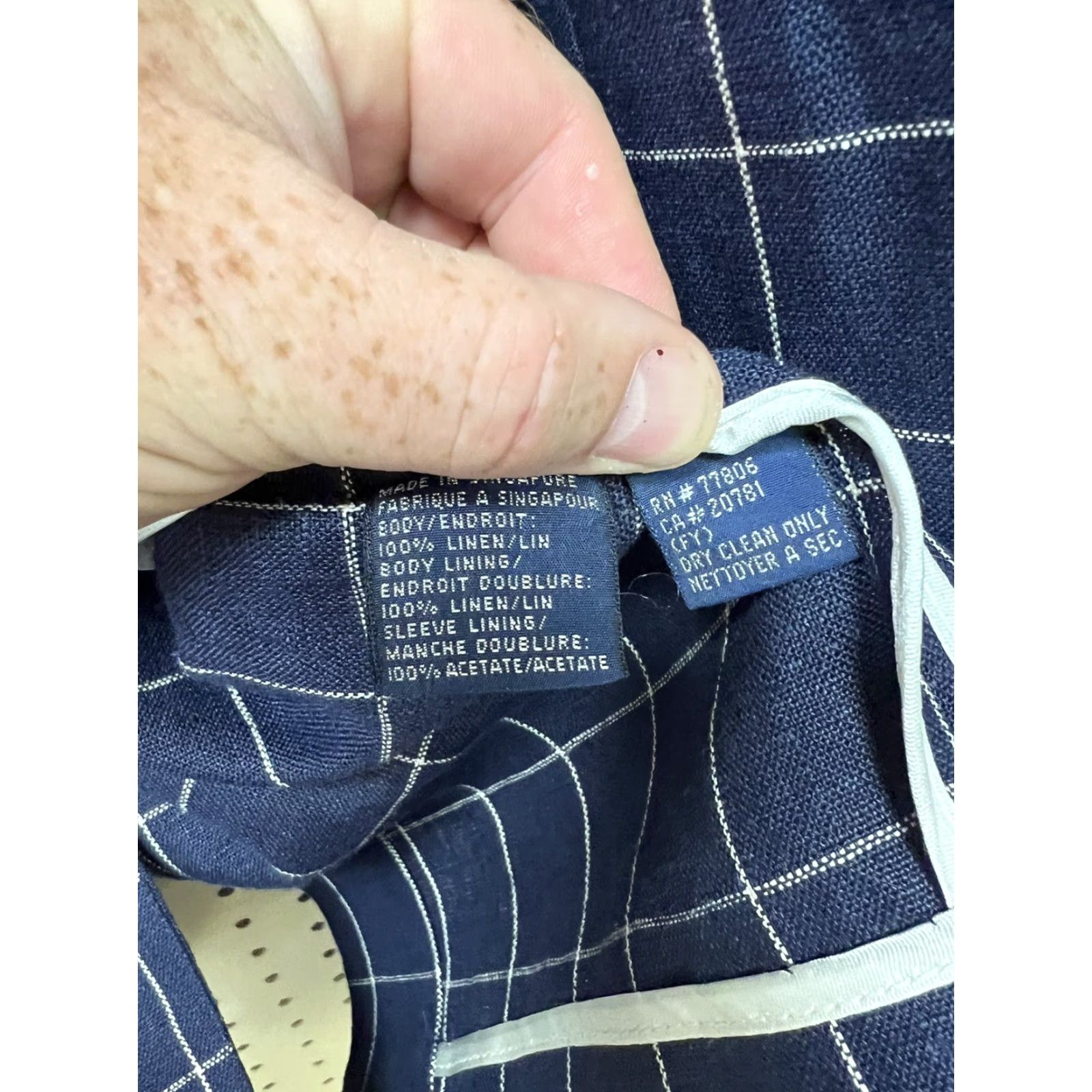 Tommy Hilfiger New Tommy Hilfiger Men Blazer Sz Large Linen Jacket Blue White Windowpane Size 42R - 3 Thumbnail