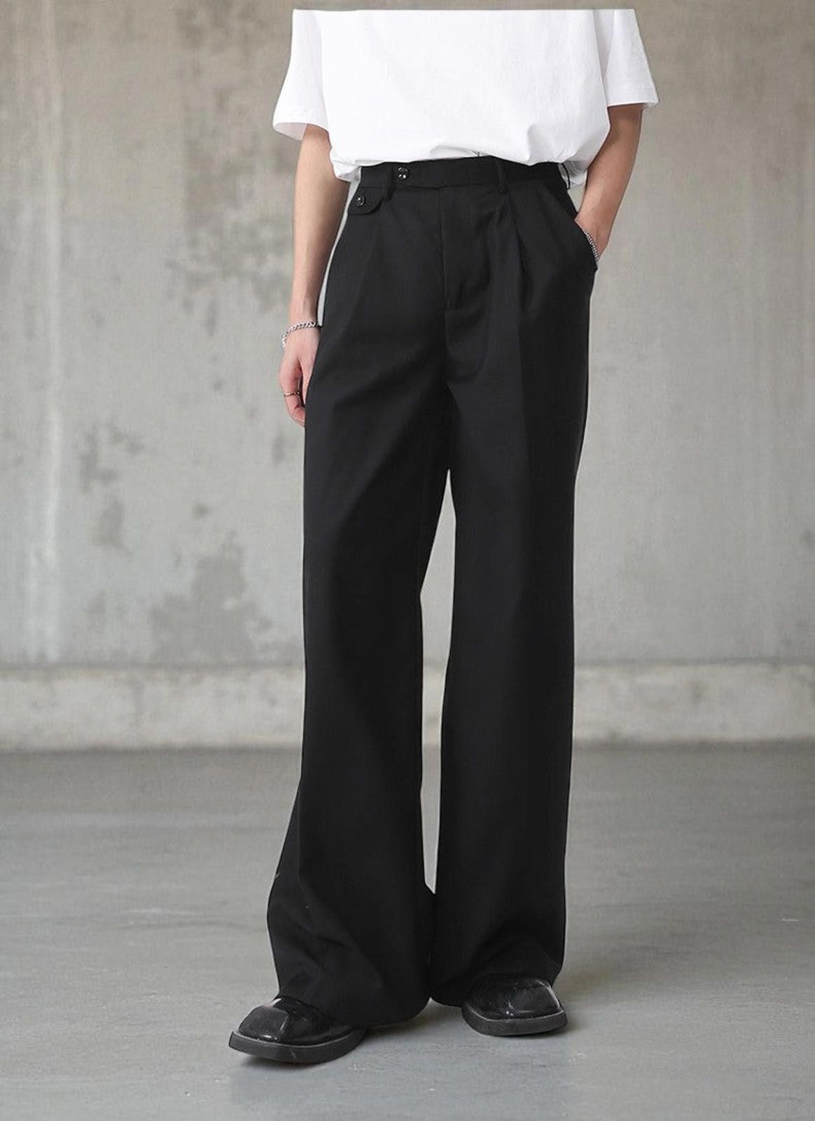 Japanese Brand Wide-Leg Tailored Trousers - High-Waist Architectural Pants Size 28" / US 6 / IT 42 - 5 Thumbnail