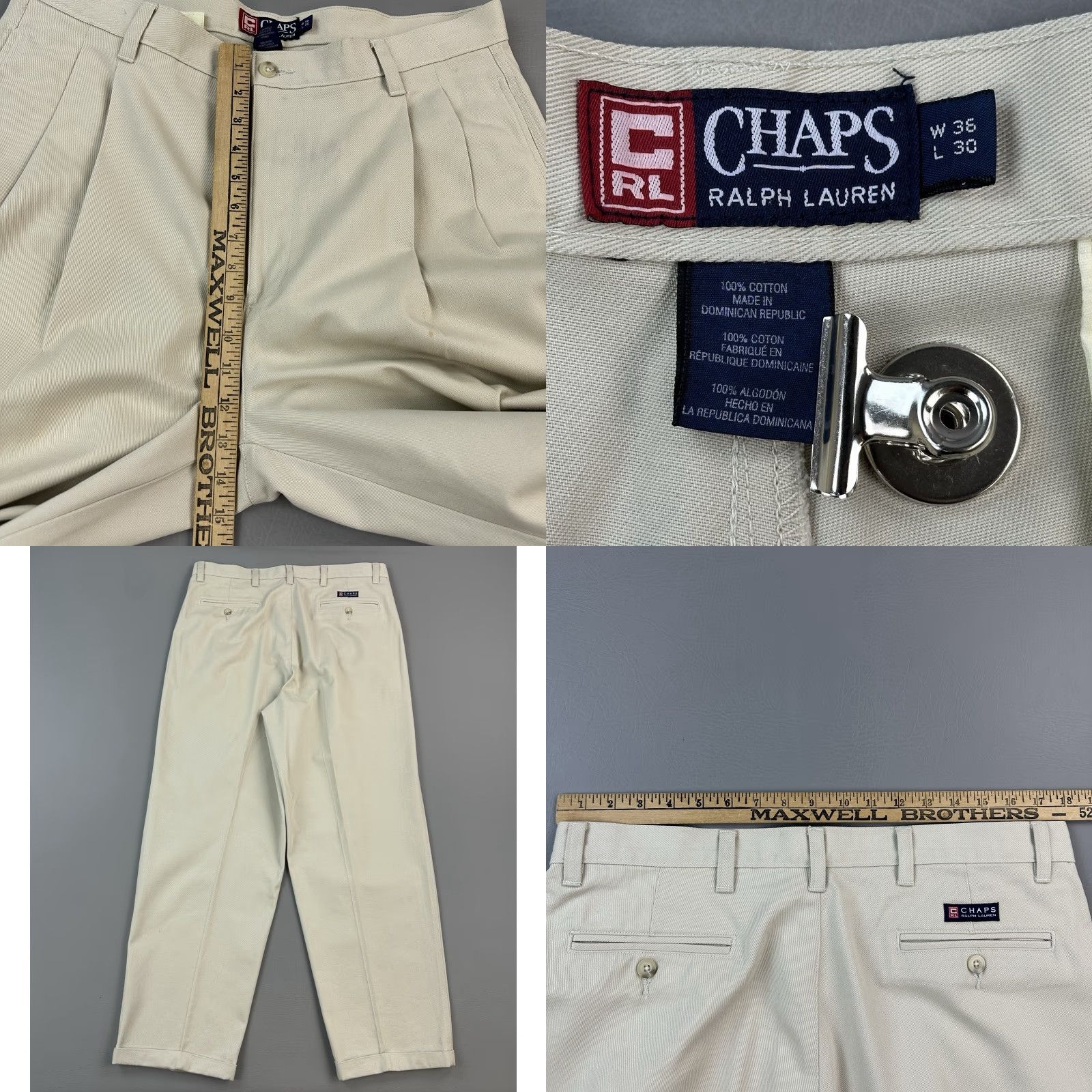 Chaps VINTAGE Chaps Ralph Lauren Pants Mens 36x30 Beige Pleated Cuffed Hem Preppy Size US 36 / EU 52 - 8 Thumbnail