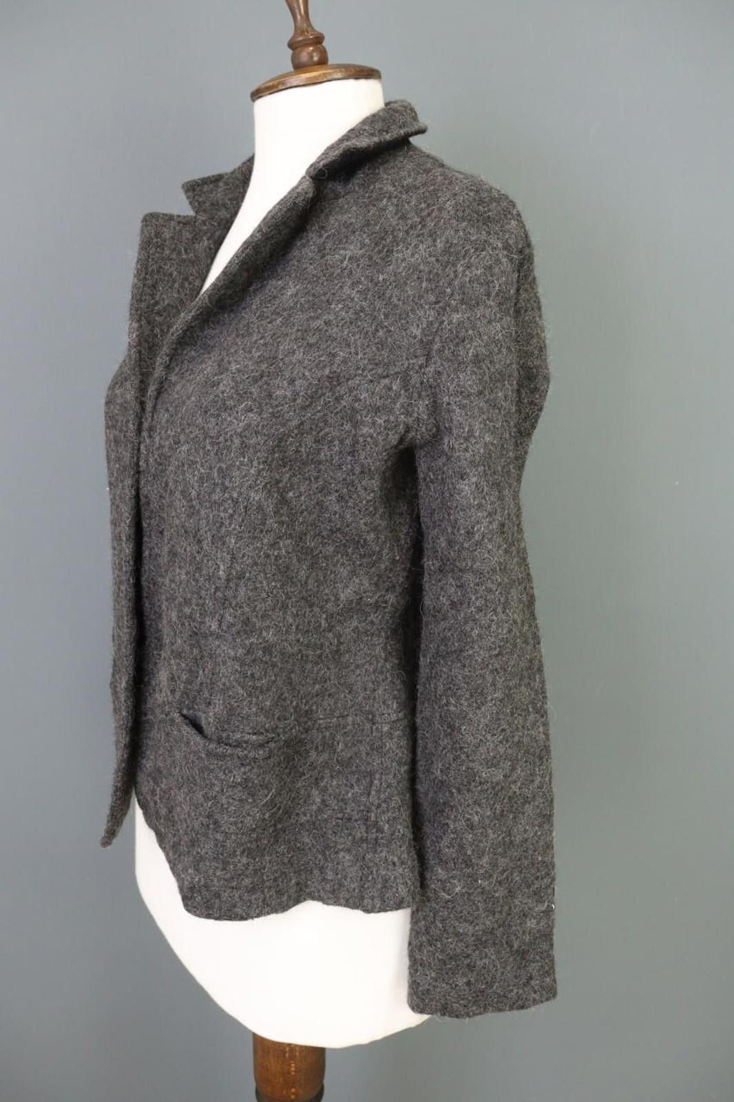 Designer Peruvian Connection Blazer Size 10 Gray Knit Alpaca Button Size L / US 10 / IT 46 - 6 Thumbnail