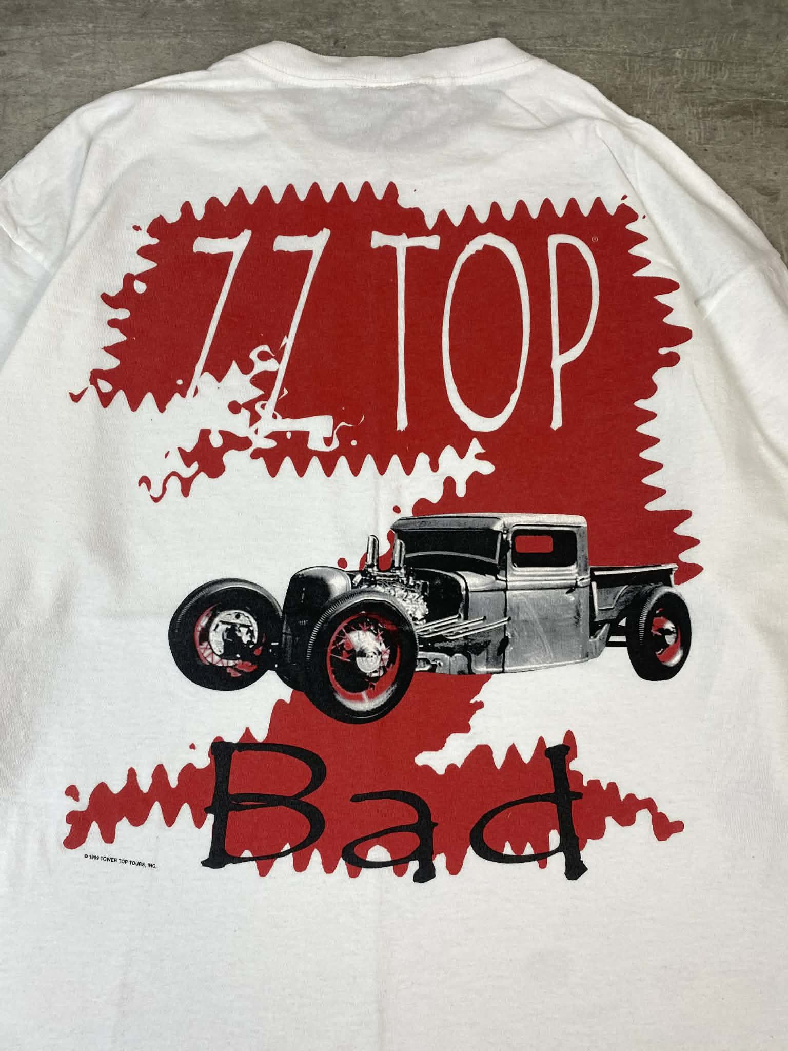 Vintage ZZ Top White Longsleeve T-shirt Bad 1999s Giant Rare Car Size US XL / EU 56 / 4 - 6 Thumbnail