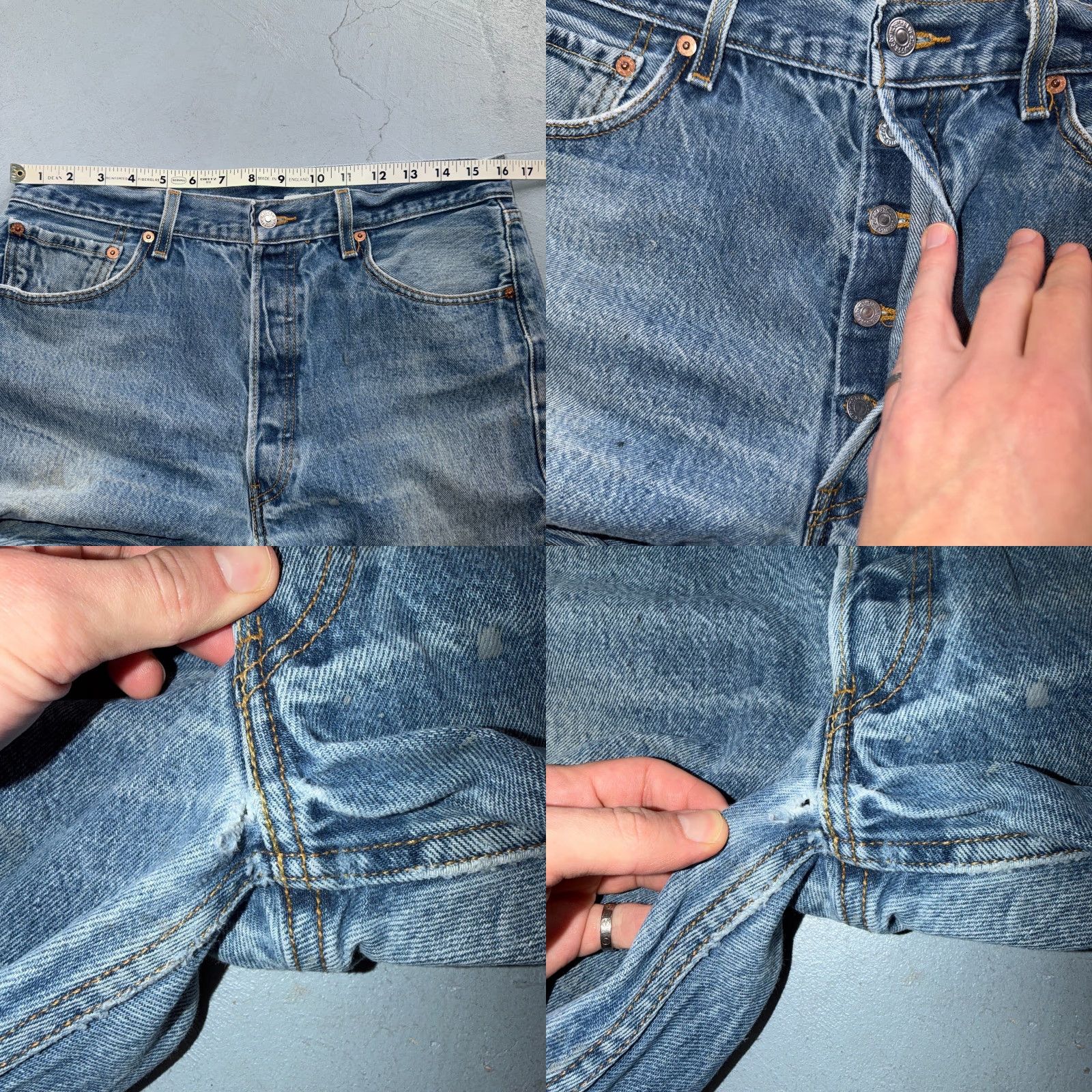 Levi's VINTAGE Levi's 501 Jeans Men Levi's 501 Series 5-Pocket Denim Blue Straight 90s 35x34 35x34 Regular Mens Jeans Size US 35 - 8 Thumbnail