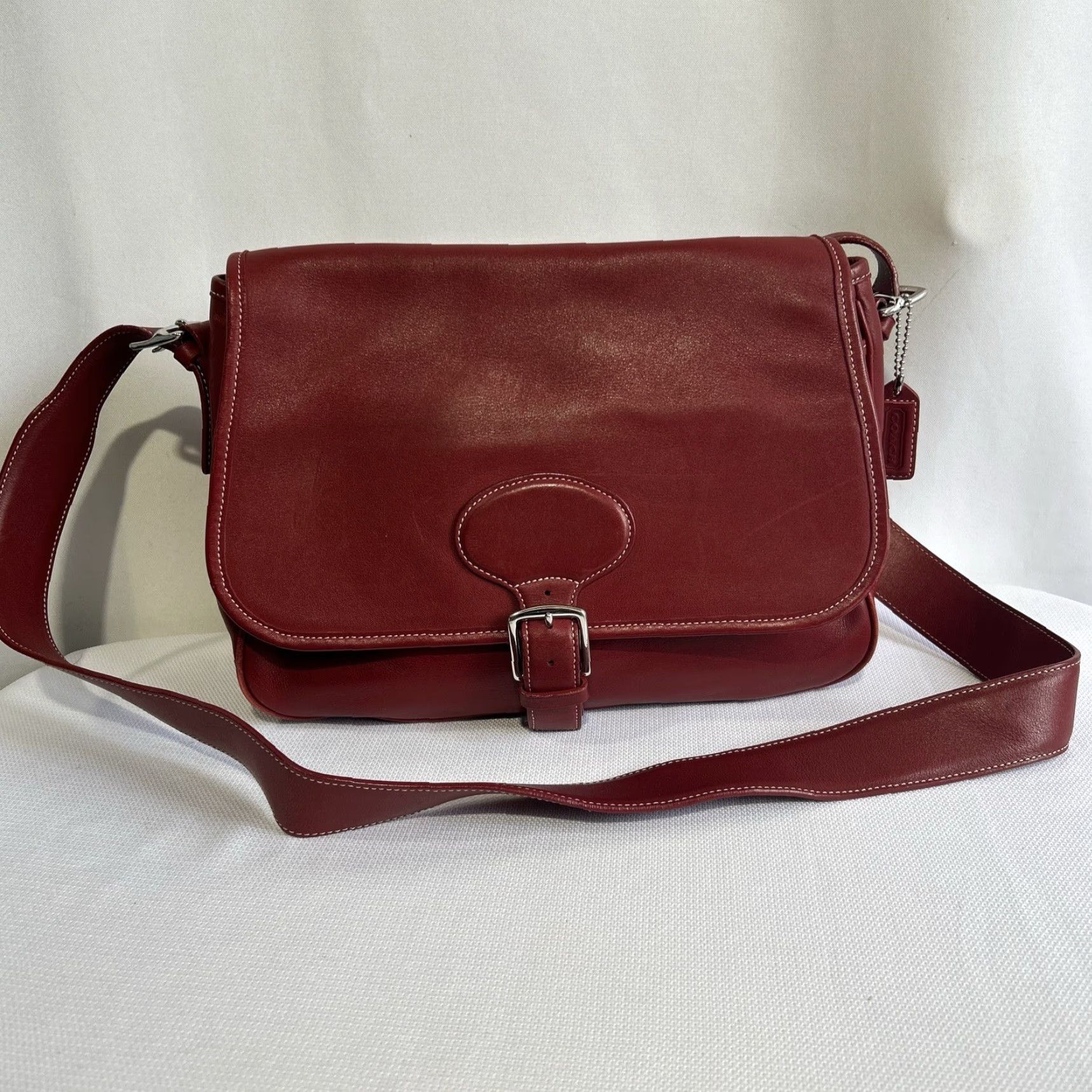 Coach Coach Hampton Leather Red #7750 Crossbody Bag Ladies Medium Size ONE SIZE - 2 Thumbnail