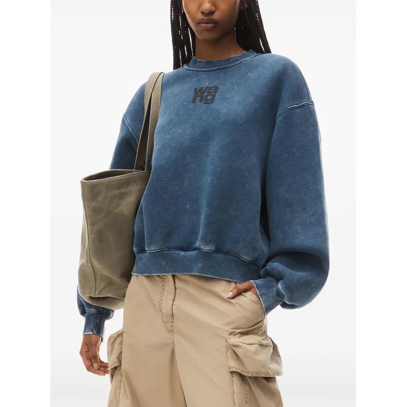 Alexander Wang o1s22i1n0225 Boxy Crewneck Sweatshirt in Blue Size XXS / US 00 / IT 34 - 3 Thumbnail