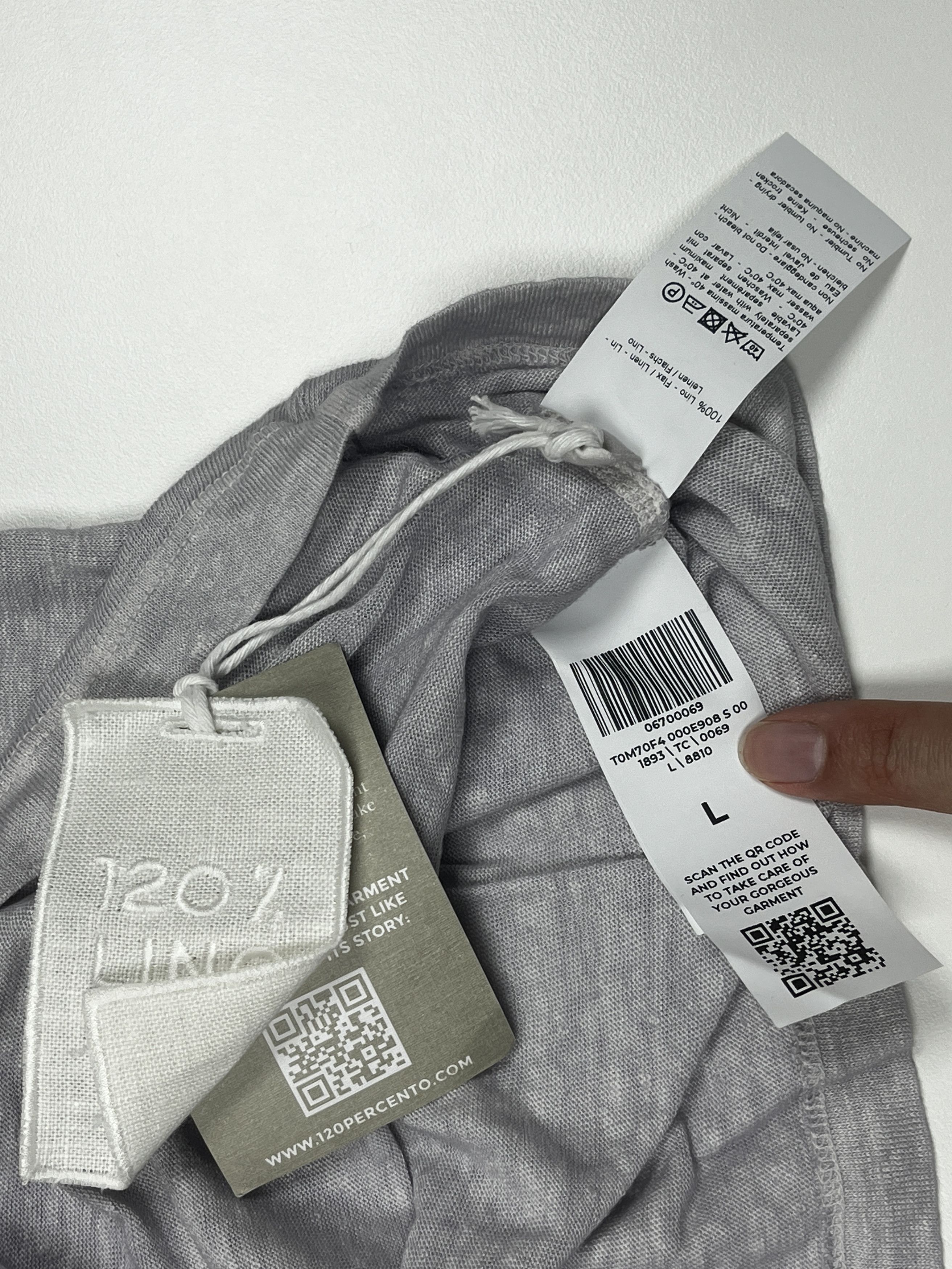 120% Lino 120% Lino Linen Long Sleeve T-Shirt Gray L Size US L / EU 52-54 / 3 - 5 Thumbnail