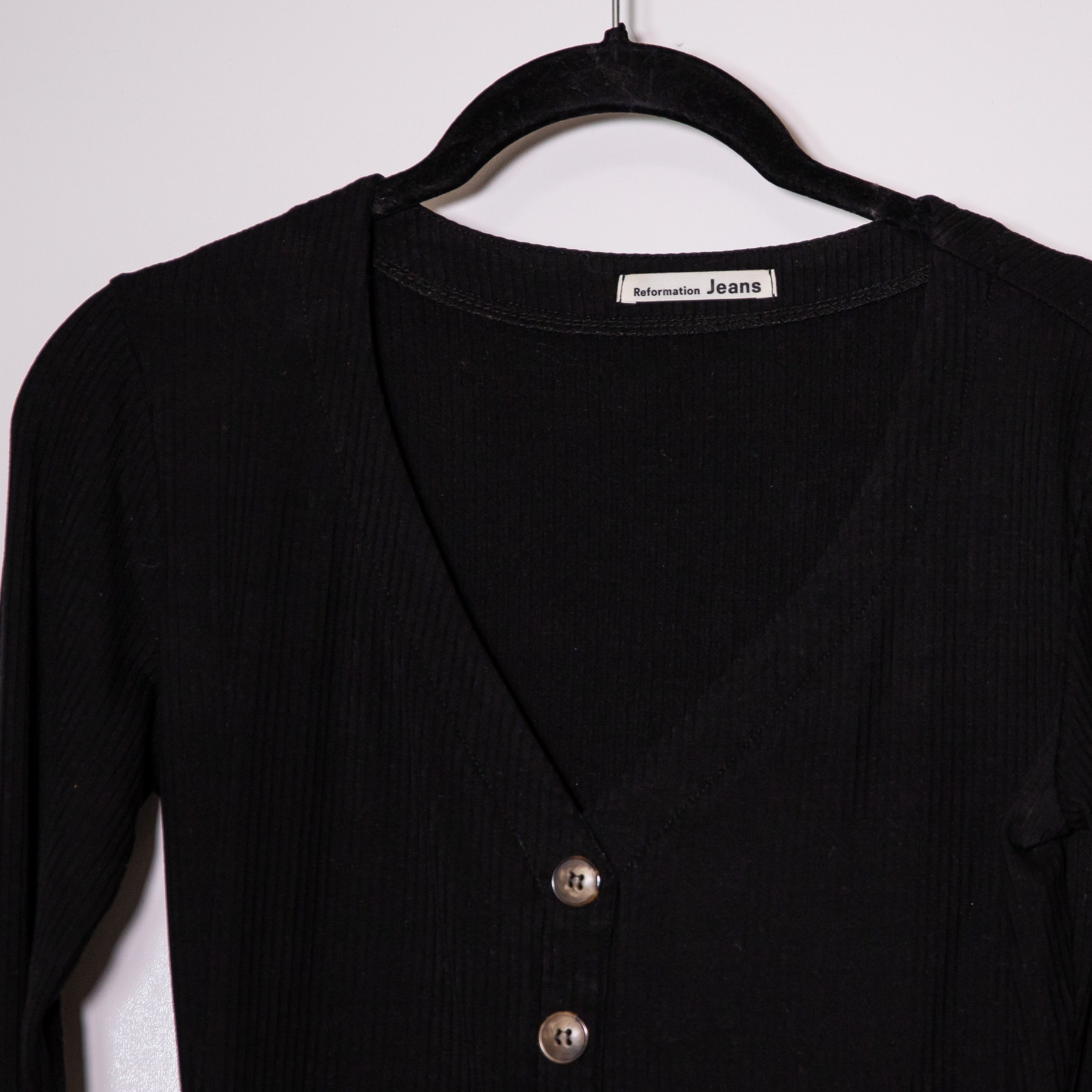 Reformation Reformation Tam Ribbed Knit Stretch Henley Size M / US 6-8 / IT 42-44 - 2 Thumbnail
