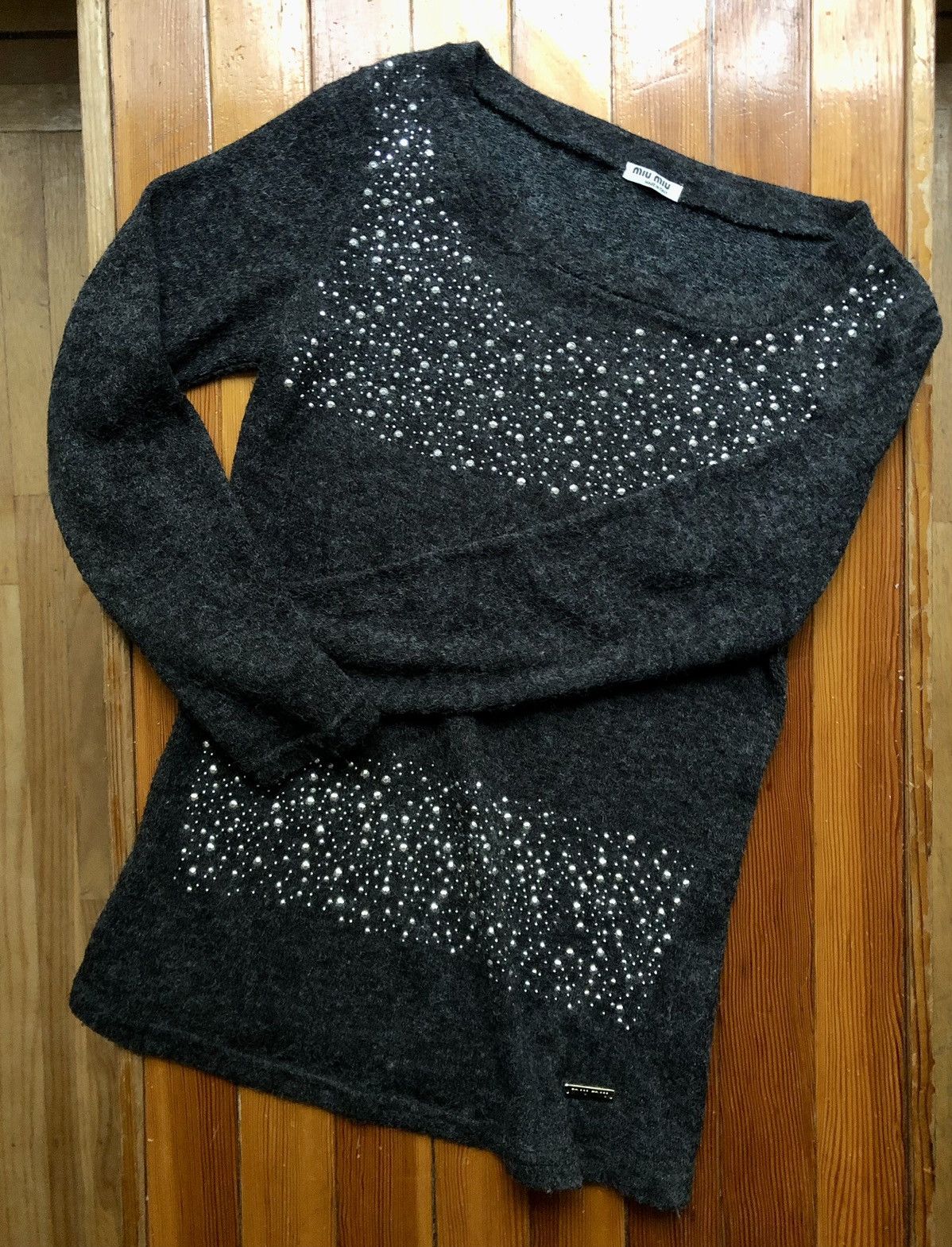 Miu Miu Miu Miu Vintage 2008 Bedazzled Fuzzy Sweater Size L / US 10 / IT 46 - 20 Thumbnail