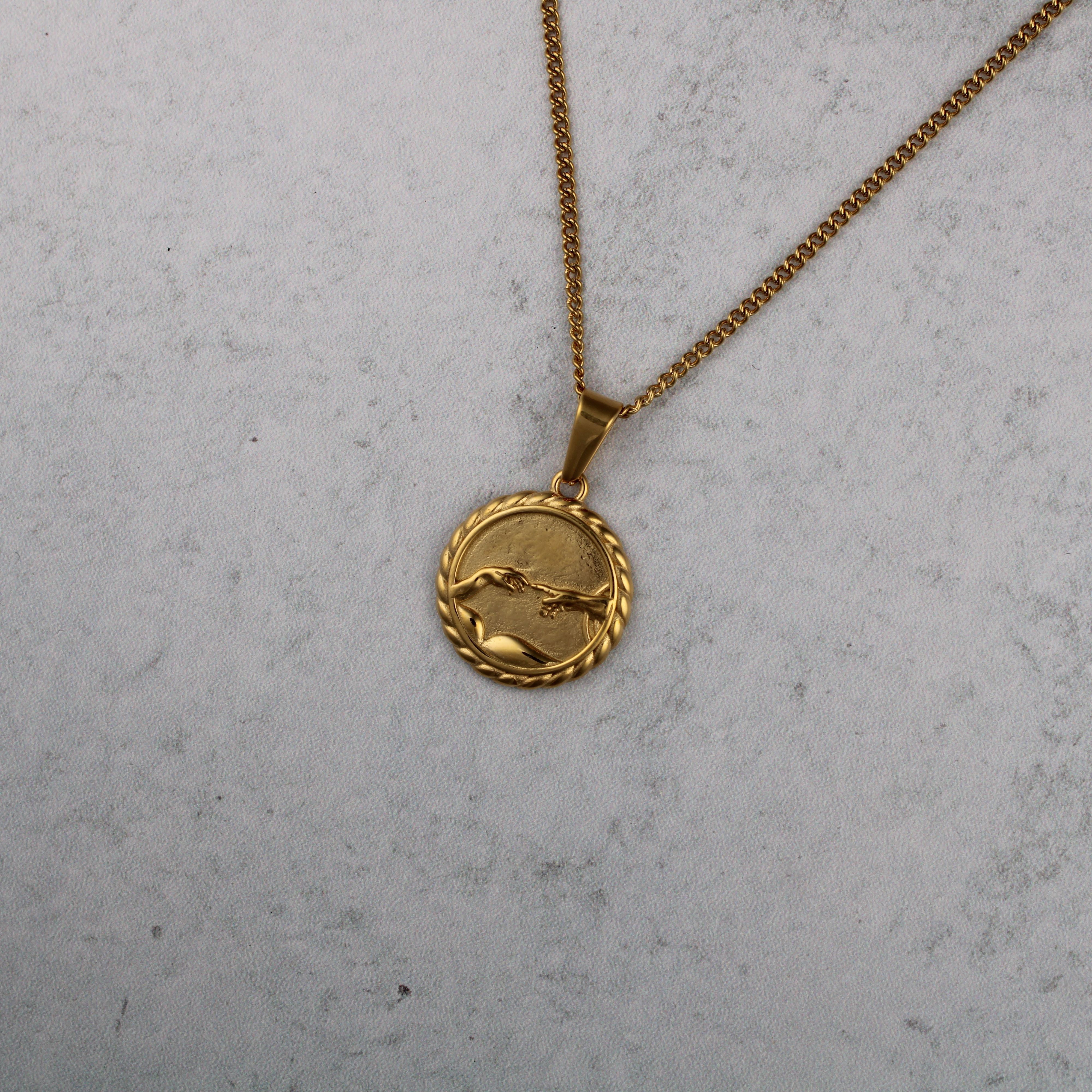 Jewelry Gold Creation of Adam Pendant Chain Necklace Size ONE SIZE - 2 Thumbnail