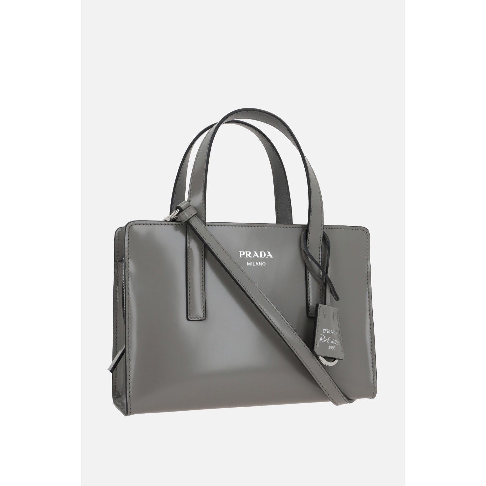 Prada PRADA Re-Edition 1955 Marble Gray Leather Top Handle Bag New Size ONE SIZE - 2 Thumbnail
