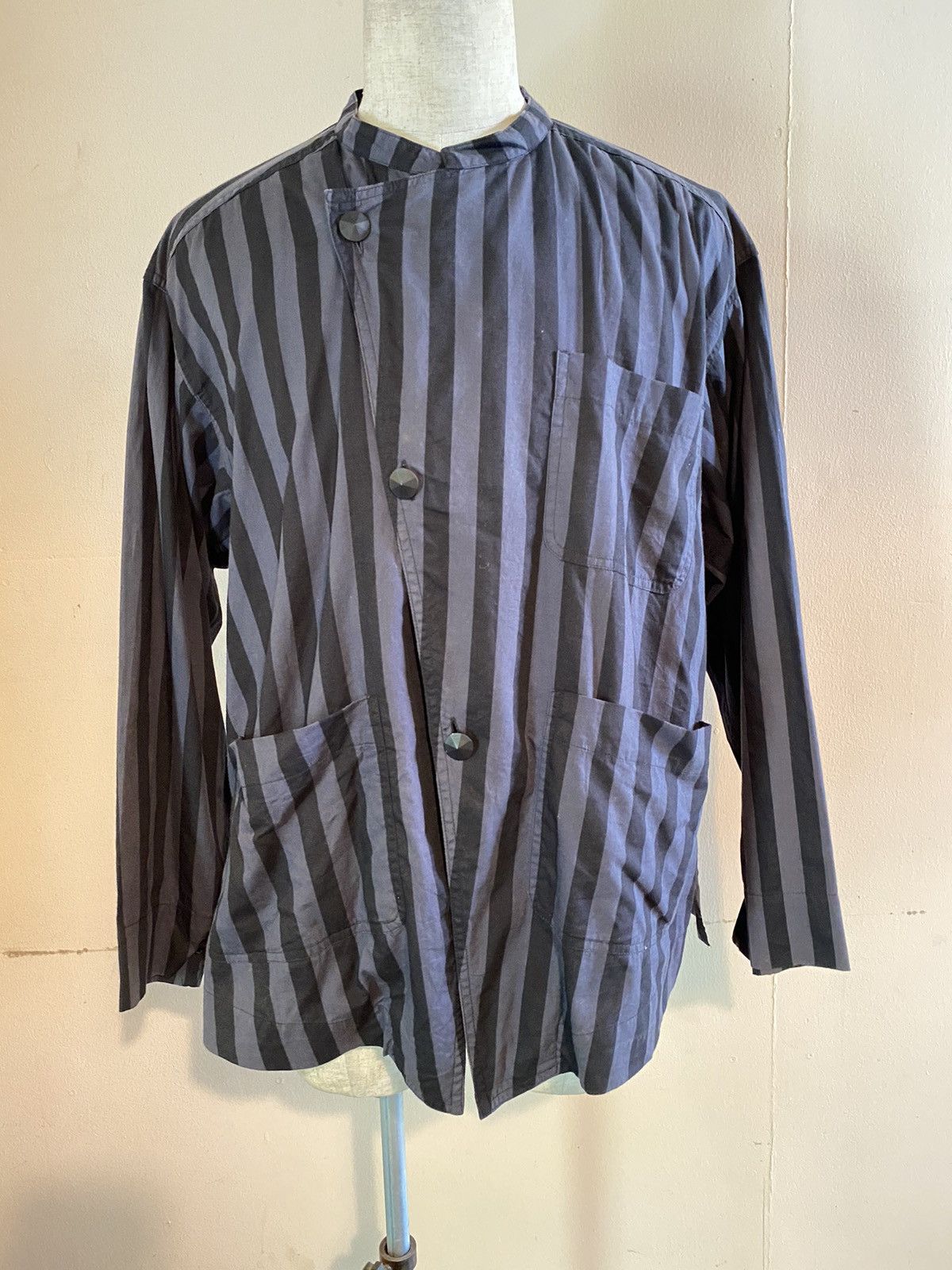 Designer × Japanese Brand KRO' FOFRO Stripes Mandarin Collar shirt Size US XL / EU 56 / 4 - 12 Thumbnail