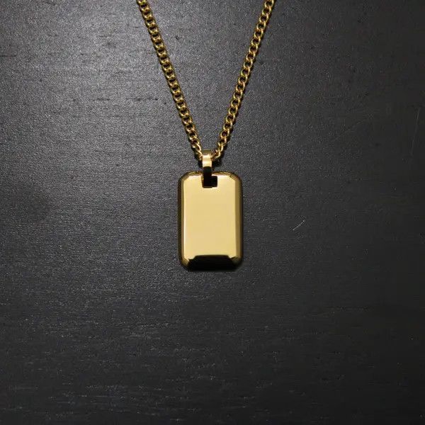 Jewelry Gold Tag Pendant Chain Necklace Size ONE SIZE - 1 Thumbnail