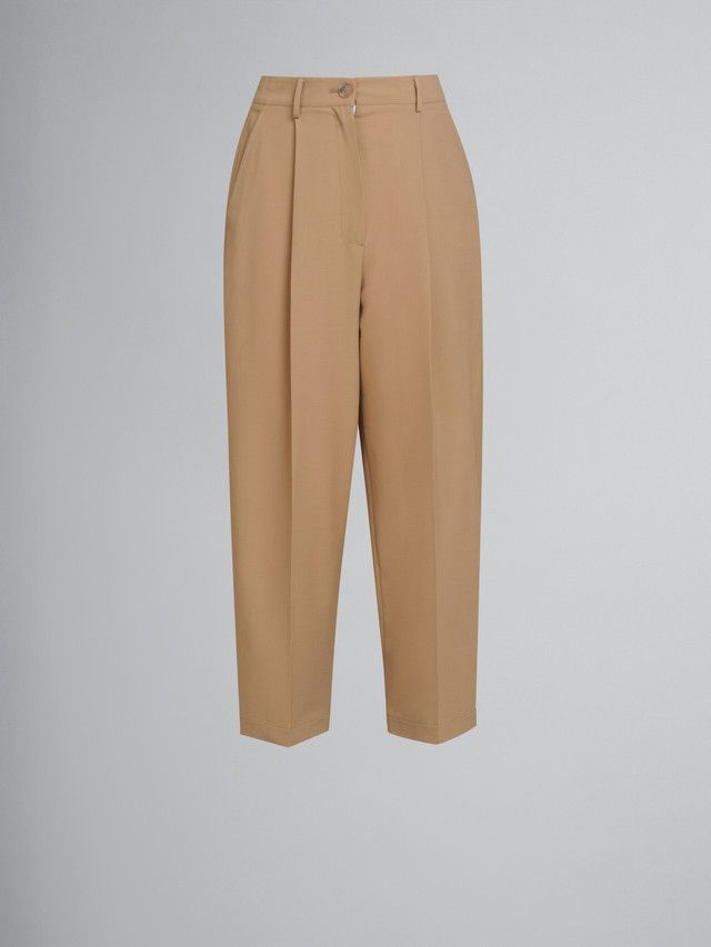 Marni o1w1db10426 Wool Blend Trousers in Beige Size 25" / US 0 / IT 36 - 1 Thumbnail