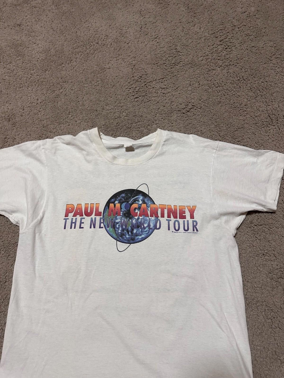 Fruit Of The Loom Vintage PAUL MCCARTNEY New World Tour 1993 Concert T-SHIRT Size US L / EU 52-54 / 3 - 3 Thumbnail