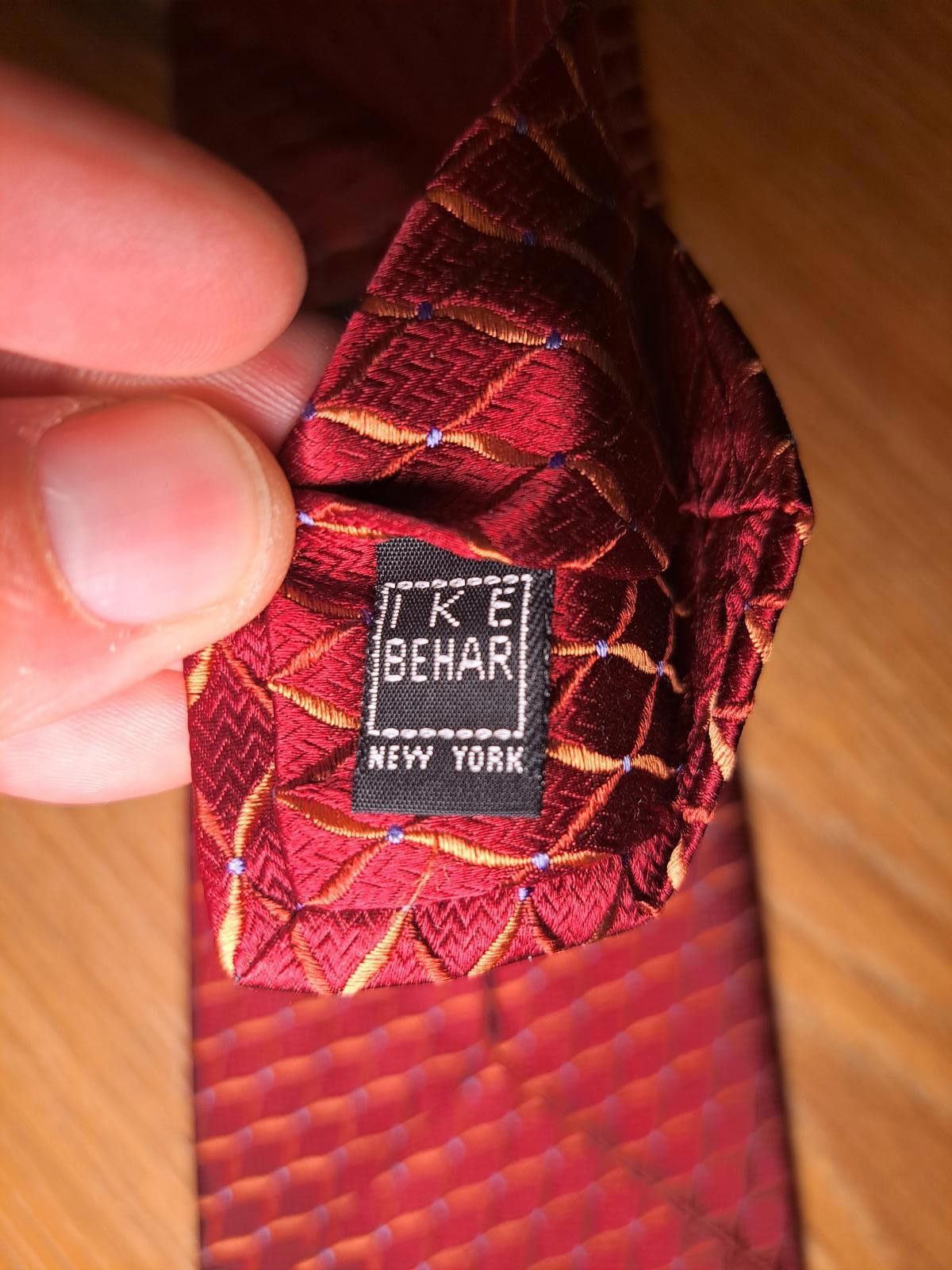 Ike Behar Ike Behar 100% Silk Tie Red Herringbone Handmade in USA Size ONE SIZE - 3 Thumbnail